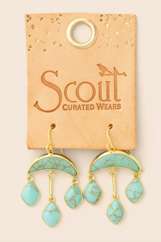 Stone Crescent Earrings-Turquoise