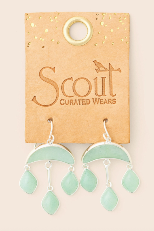 Stone Crescent Earrings-Amazonite