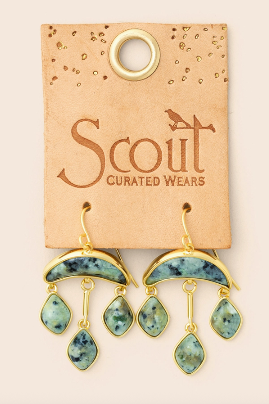 Stone Crescent Earrings-African Turquoise