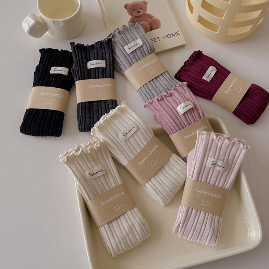 Solid Color Flounce Socks