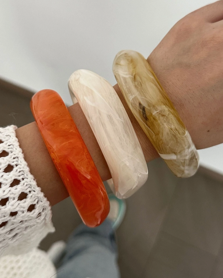 Irregular Acrylic Resin Bangle Bracelets