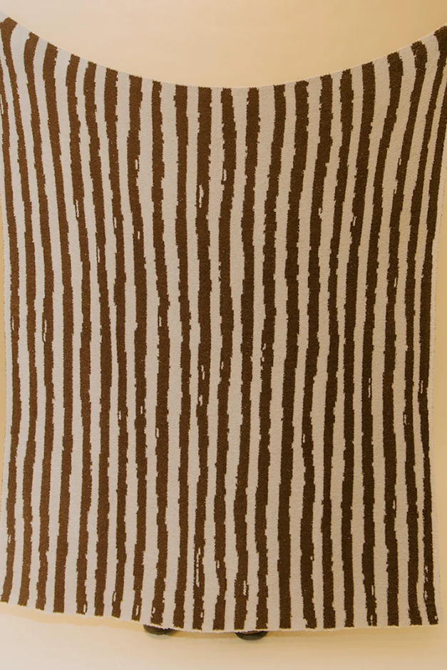 Stripe Plush Throw - Mocha and Cream | Sundream
