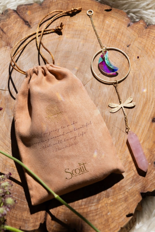 Stone Catcher - Dragonfly/Rose Quartz