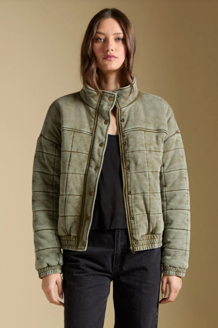 Chaser Quilted Long Sleeve Jacket in Olive