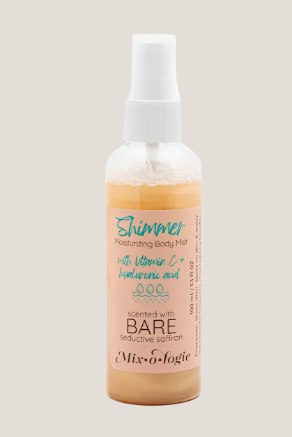 vegan shimmer moisturizing body mist seductive saffron scented 