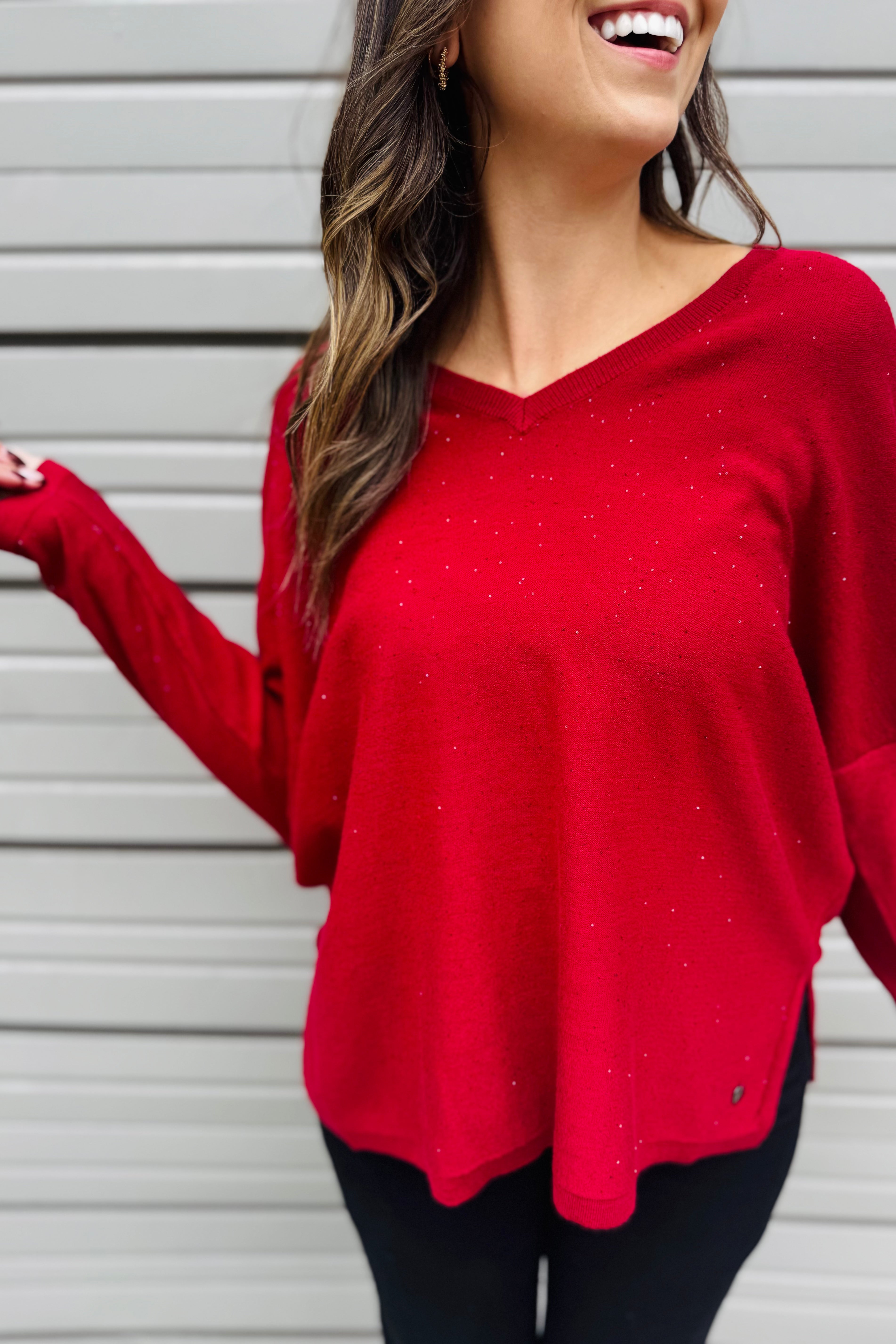 Sequined Boxy Sweater Top