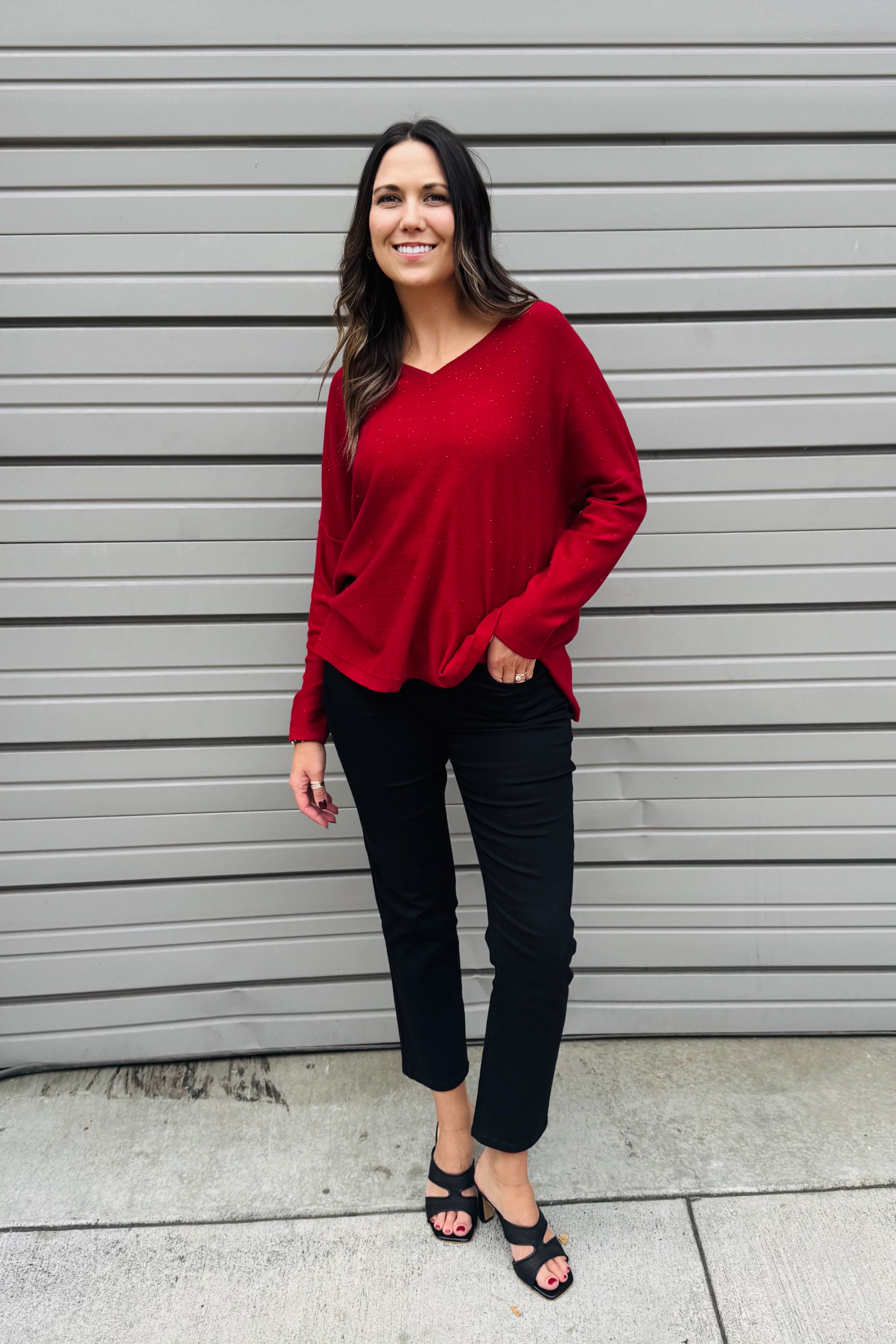 Sequined Boxy Sweater Top