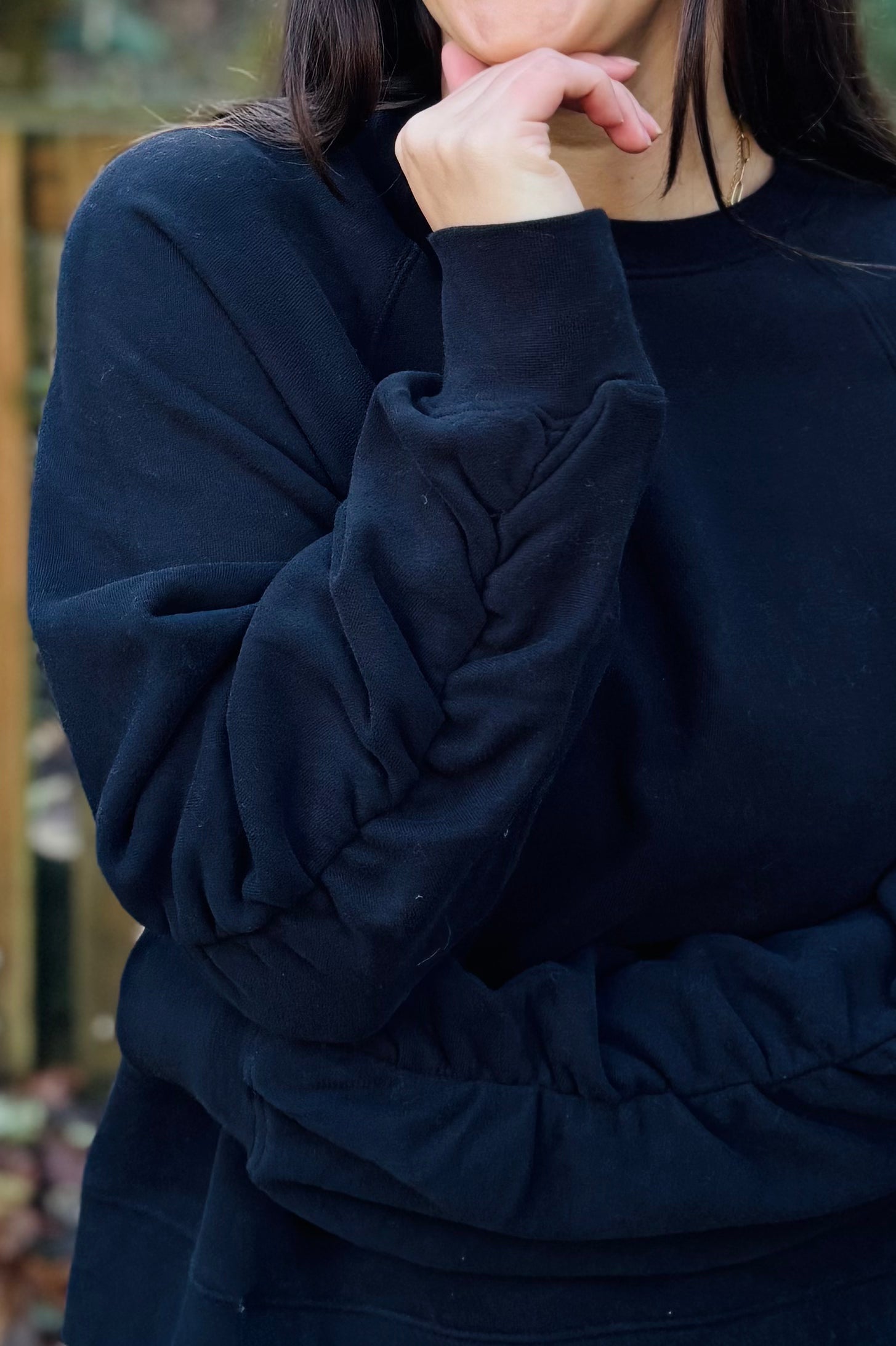 Shirred Sleeve Sweatshirt