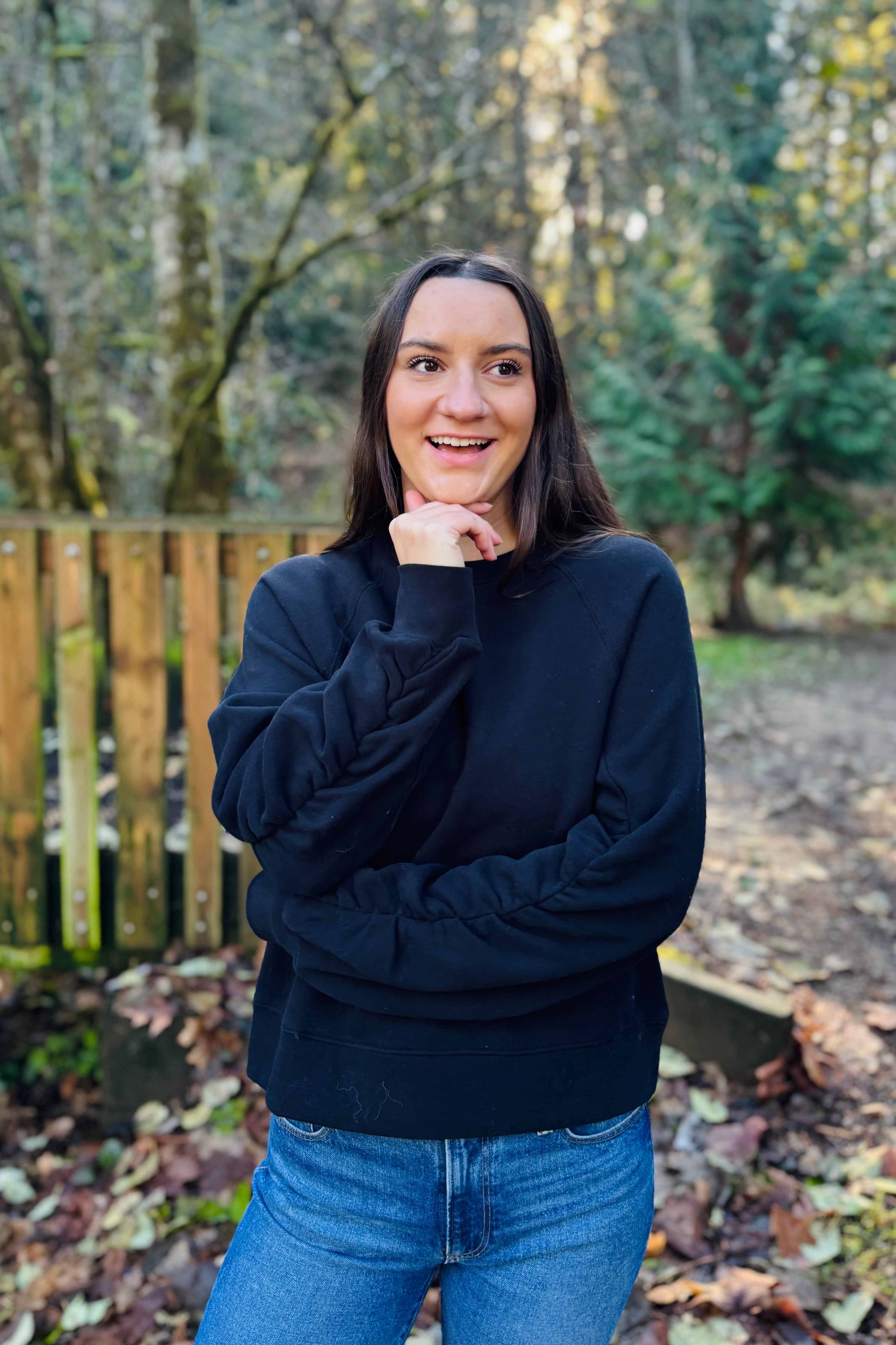 Shirred Sleeve Sweatshirt