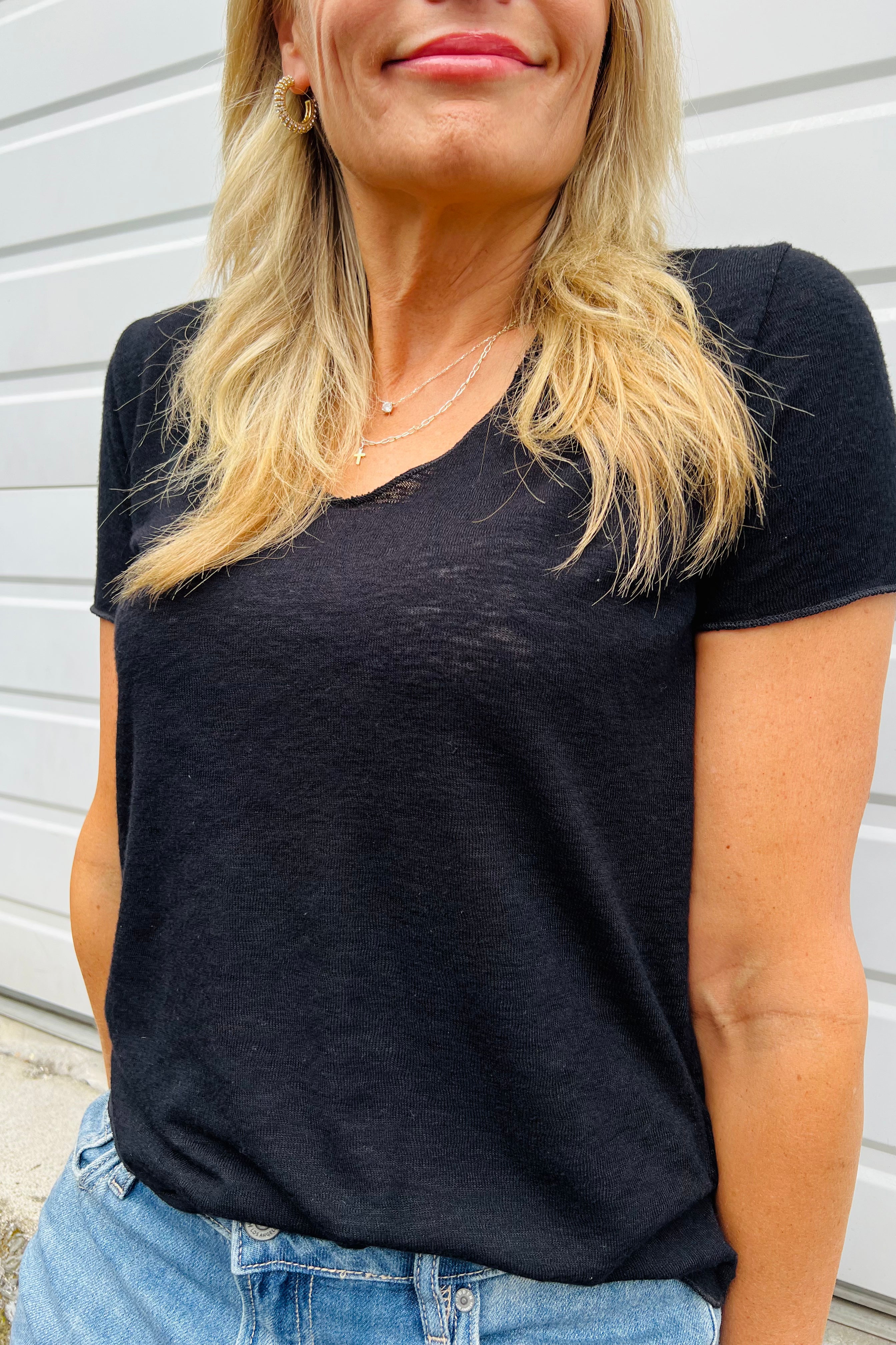 Slubbed V-Neck Top