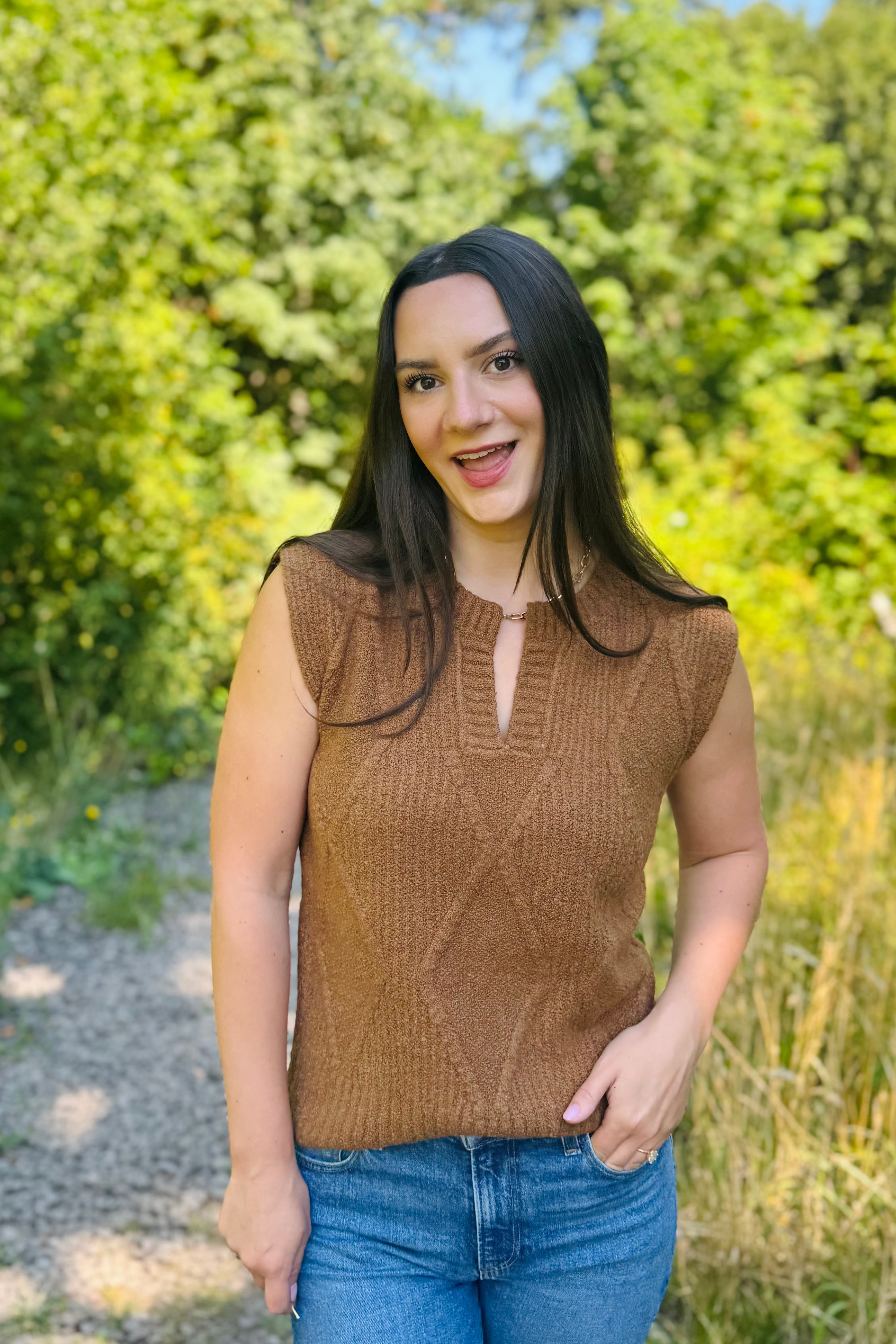 Split Neck Sweater Vest