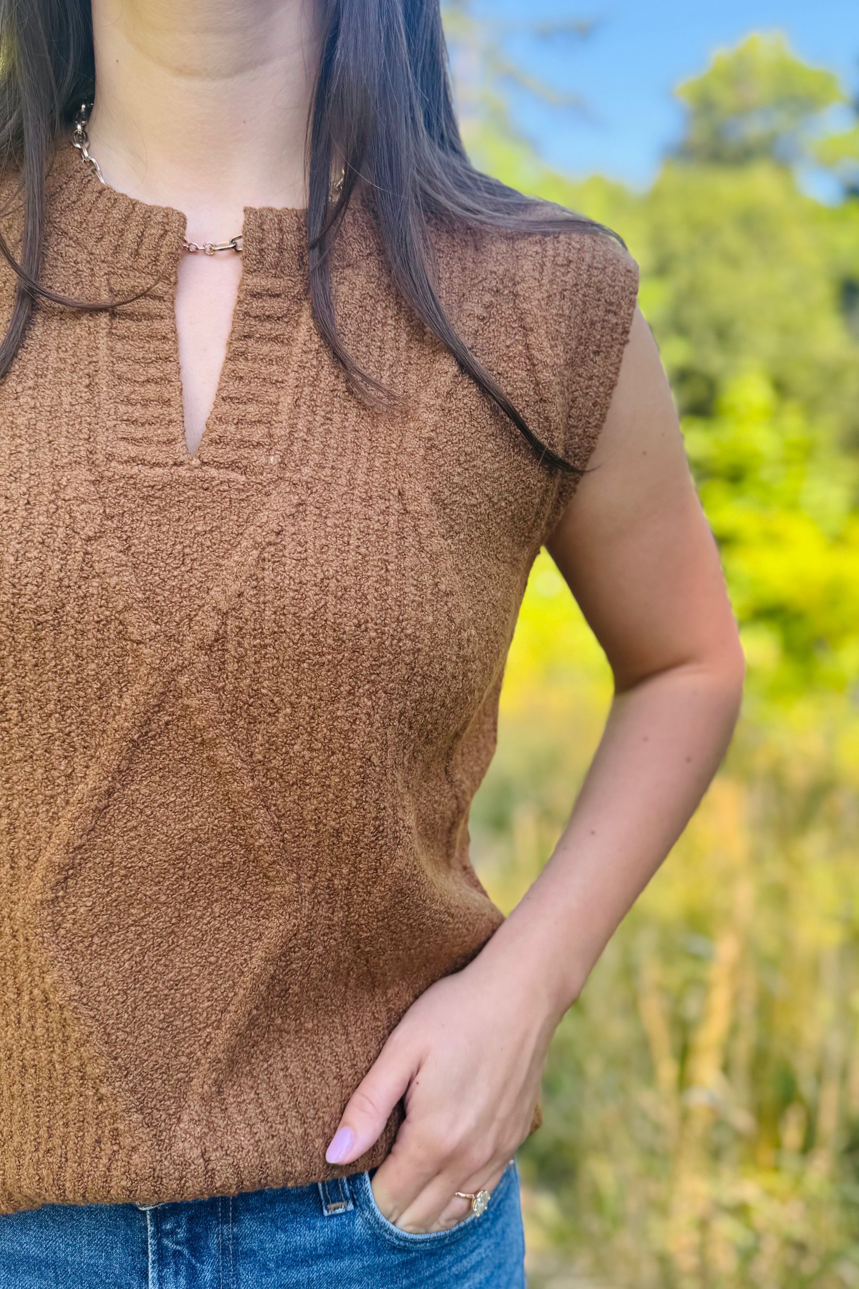 Split Neck Sweater Vest
