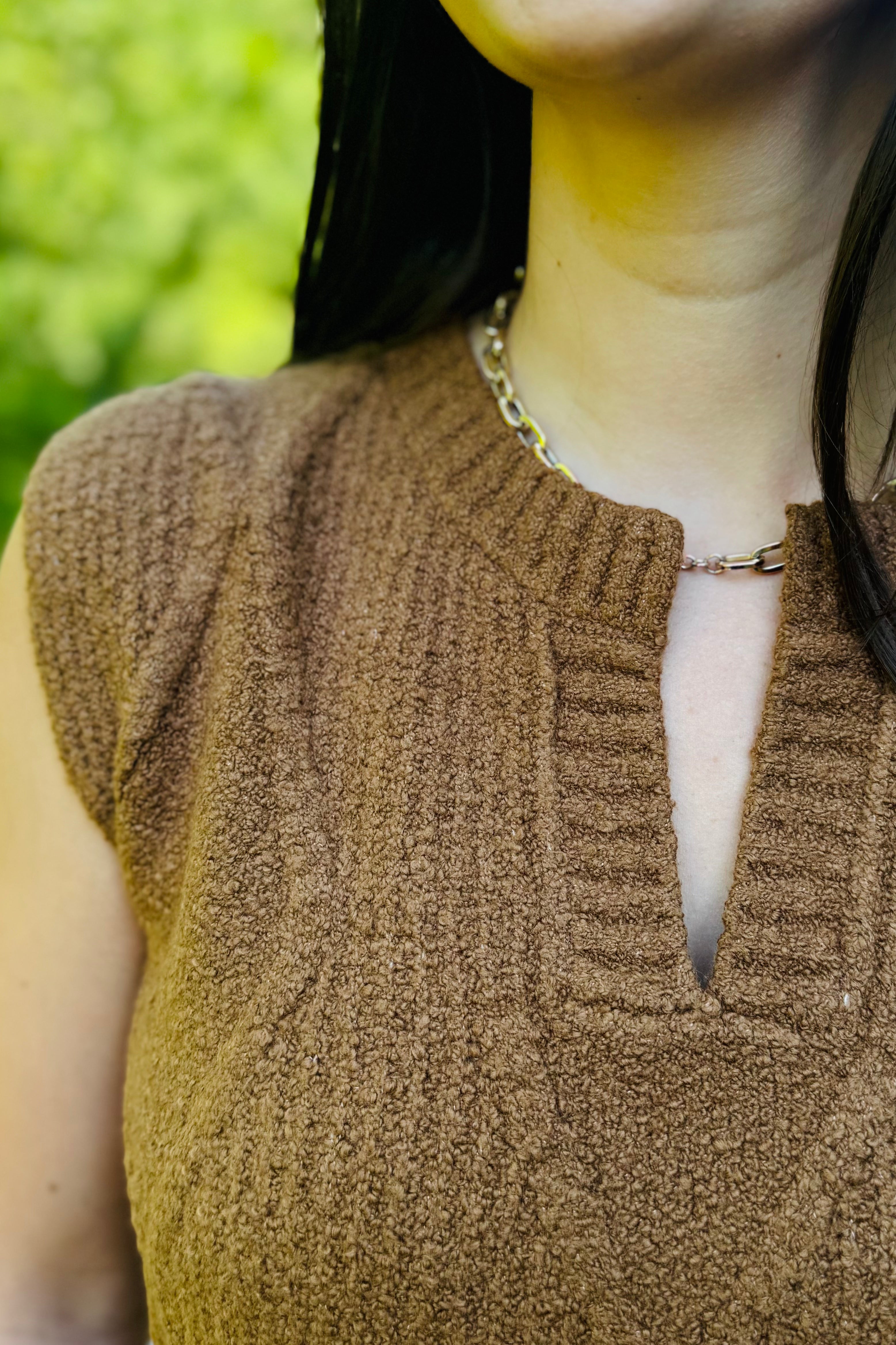 Split Neck Sweater Vest