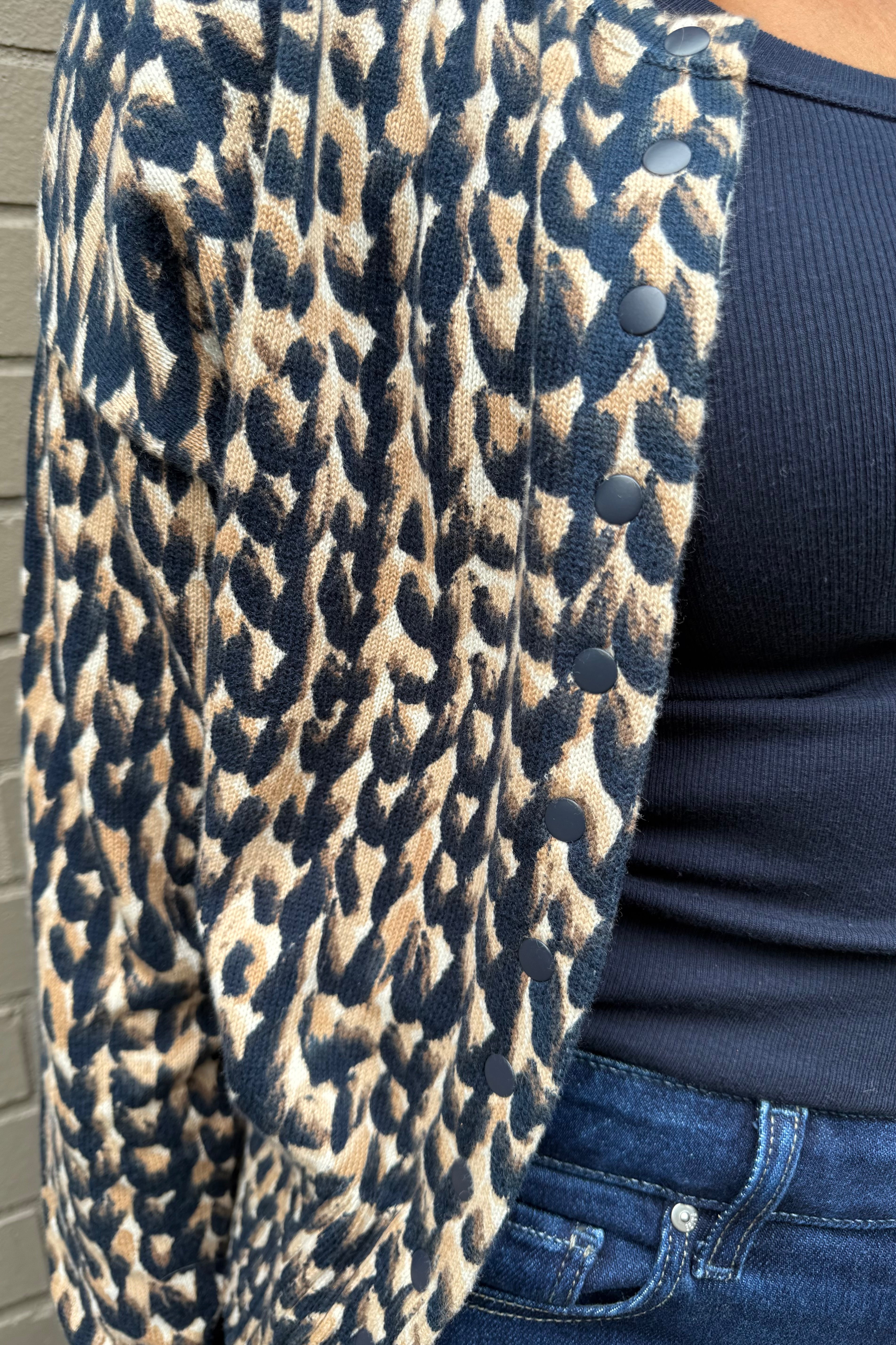 Stitch Print Snap It Cardigan