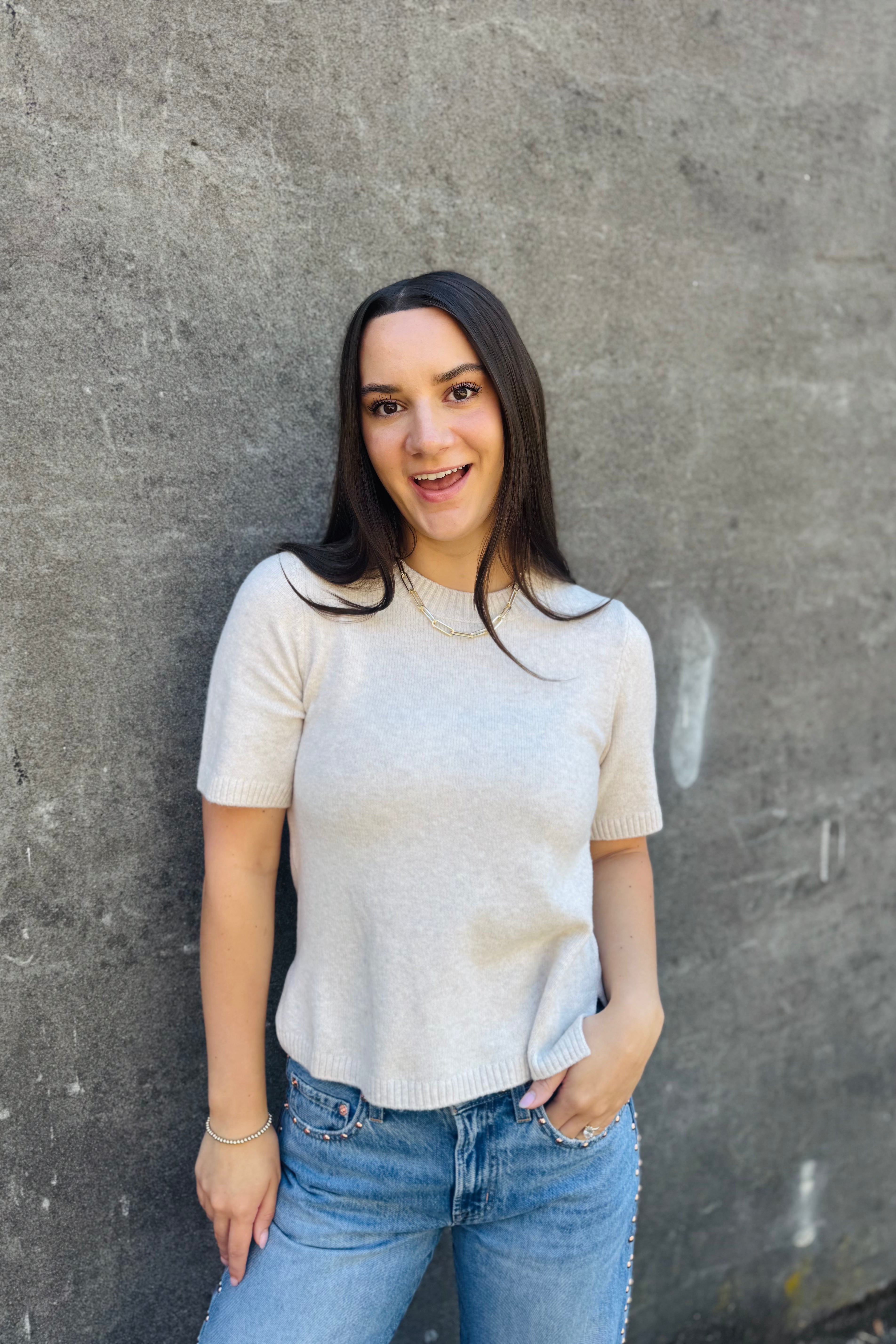 Sweater Tee-Heather Dark Bone