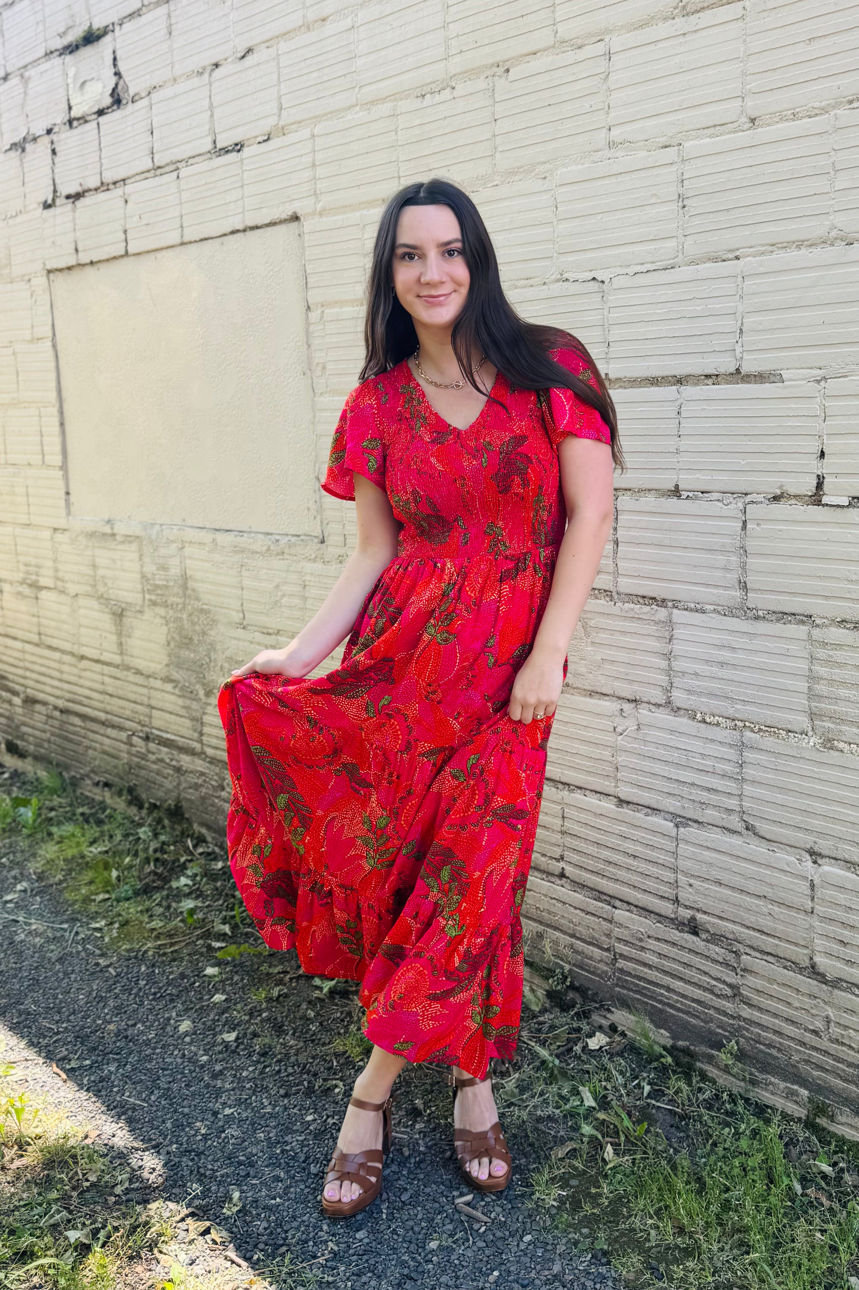 S/S Ruched Top Maxi Dress