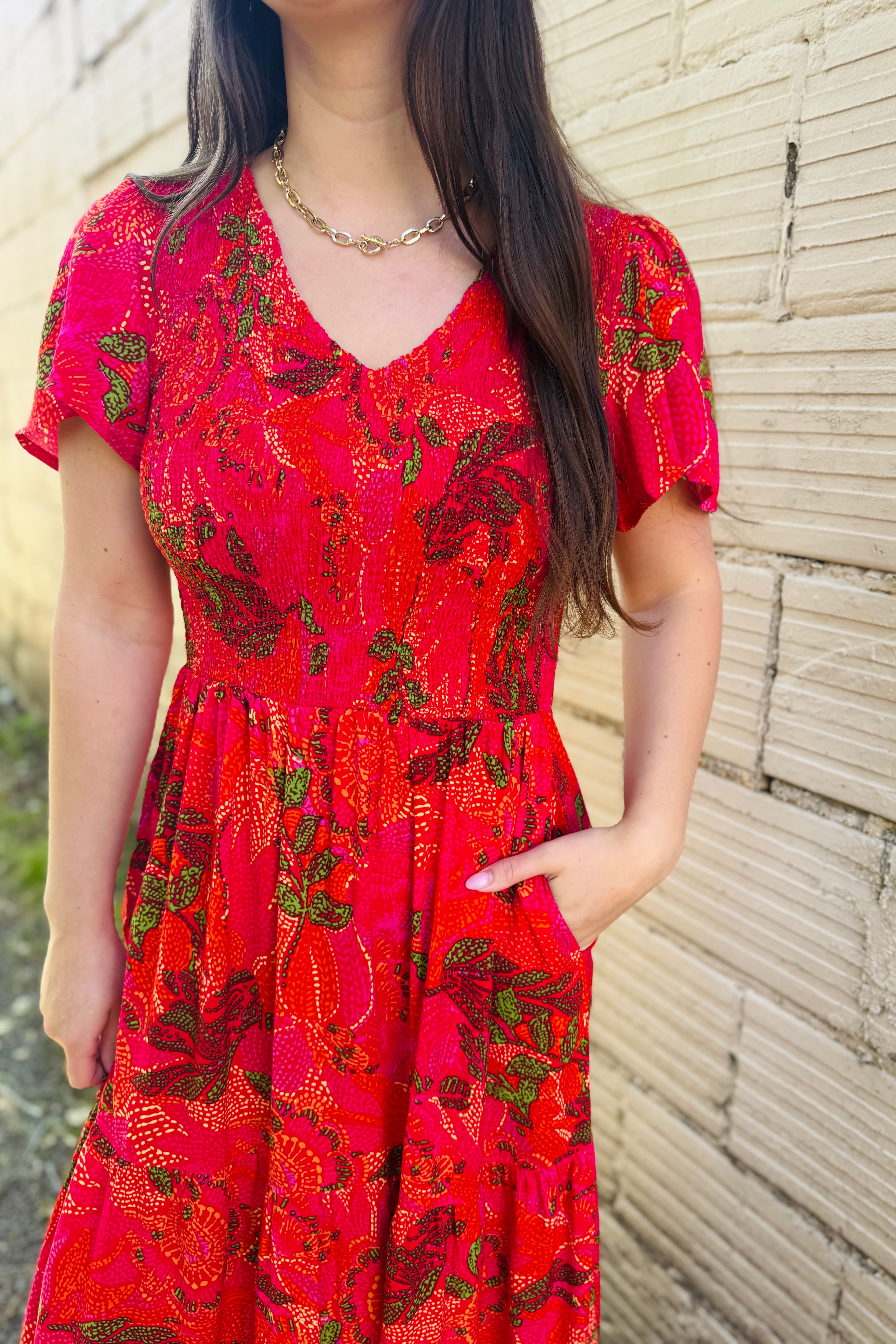 S/S Ruched Top Maxi Dress