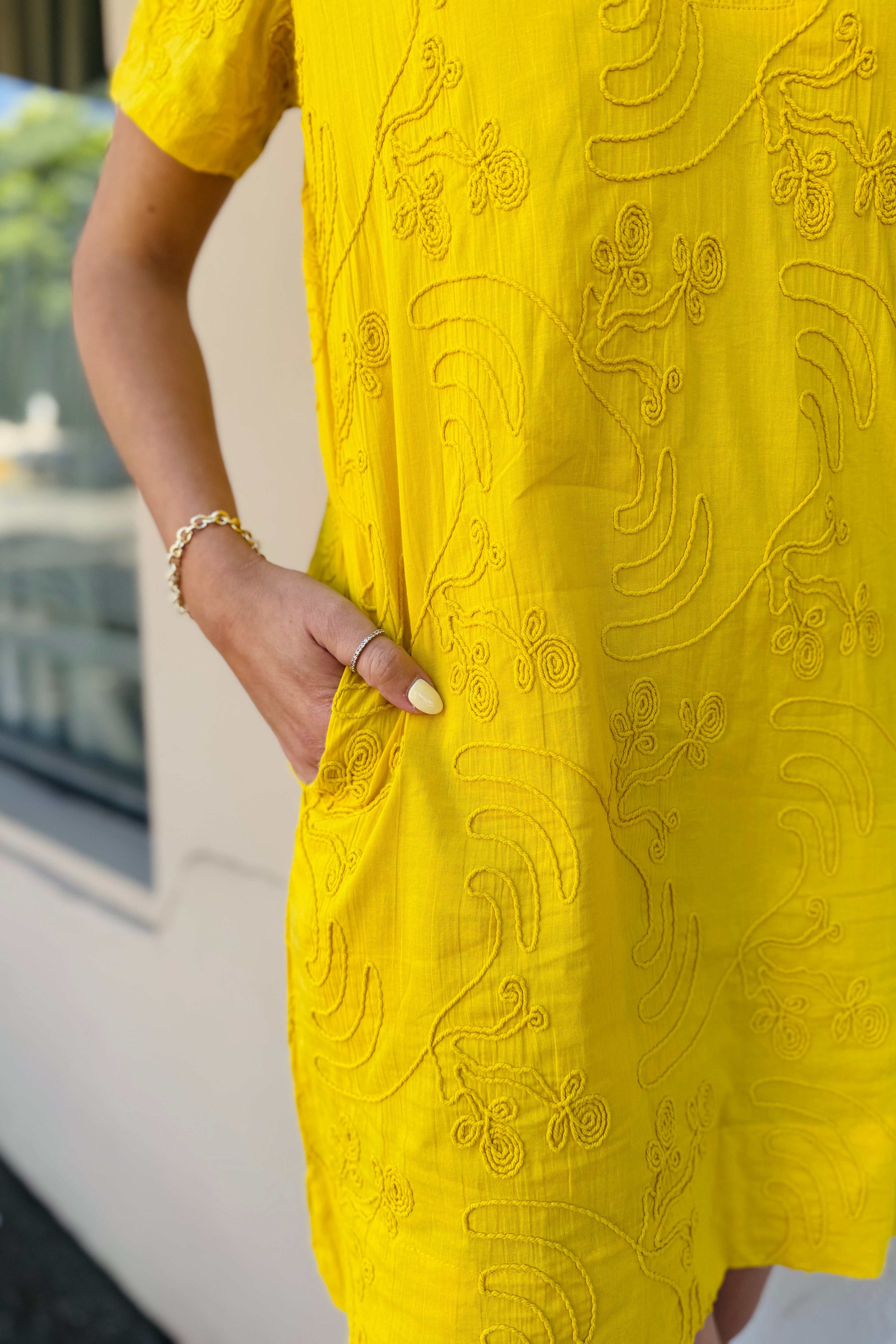 S/S V-neck Tunic Dress