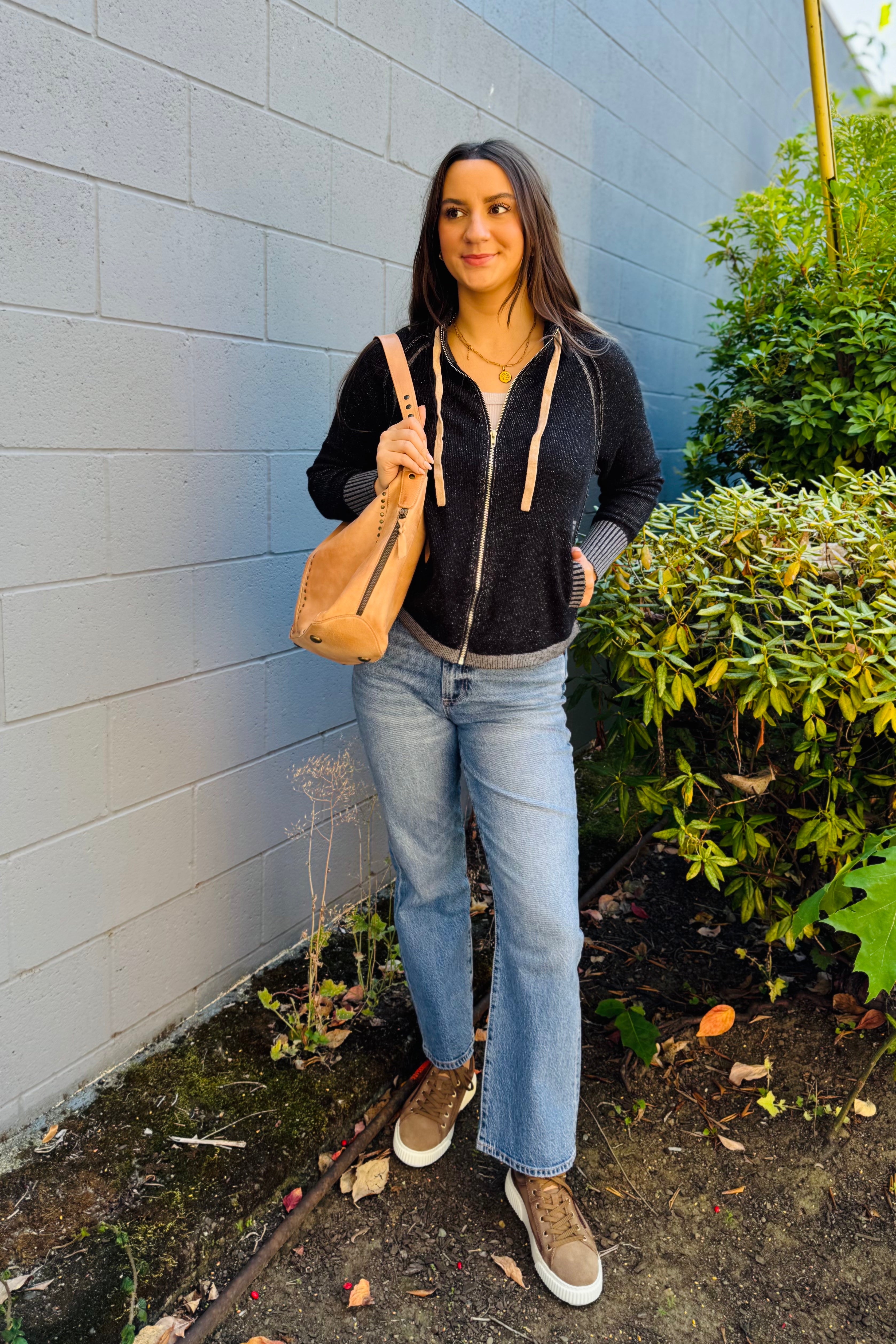 Two Toned Zip Sweater