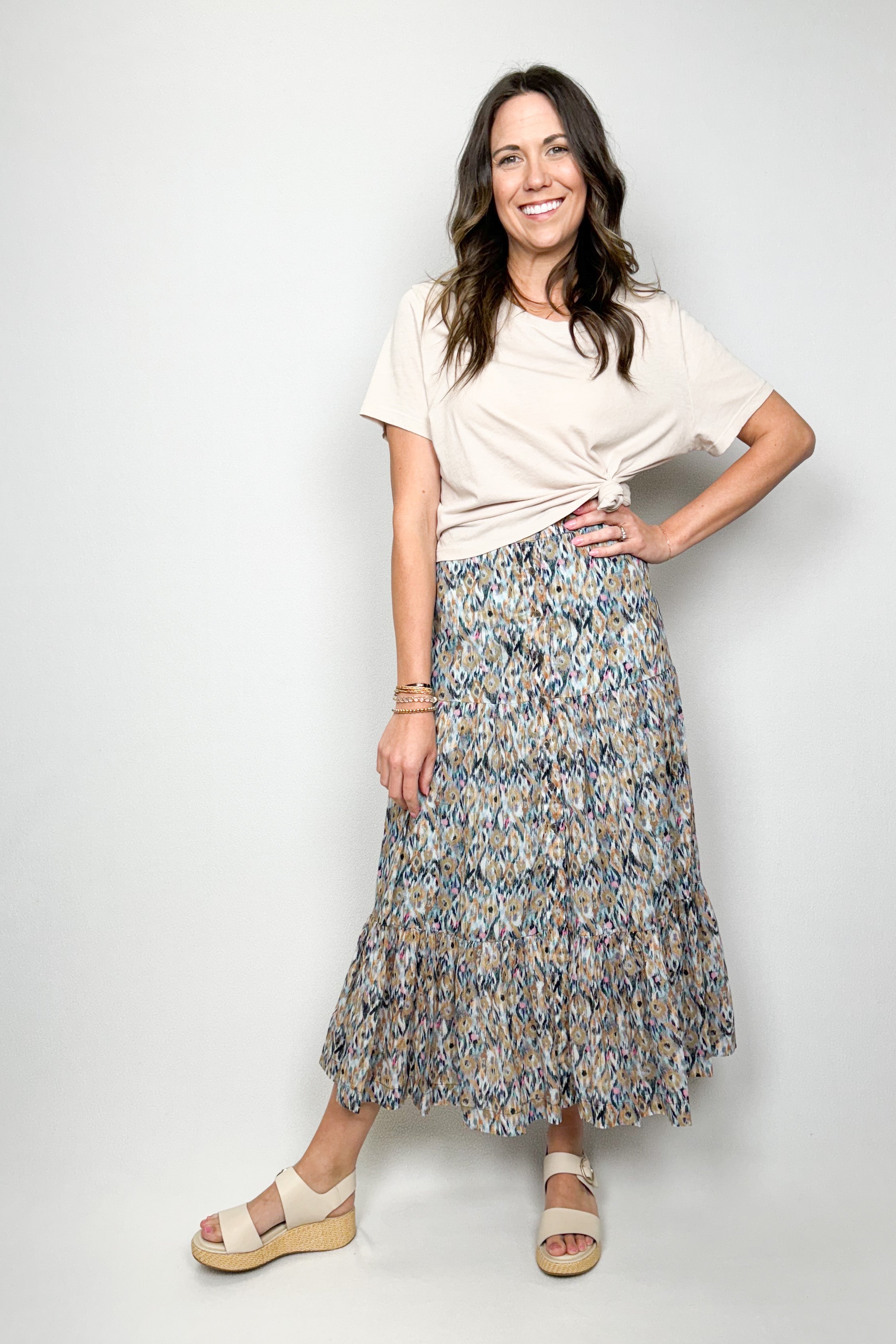 Up Beat IKAT Tiered Skirt