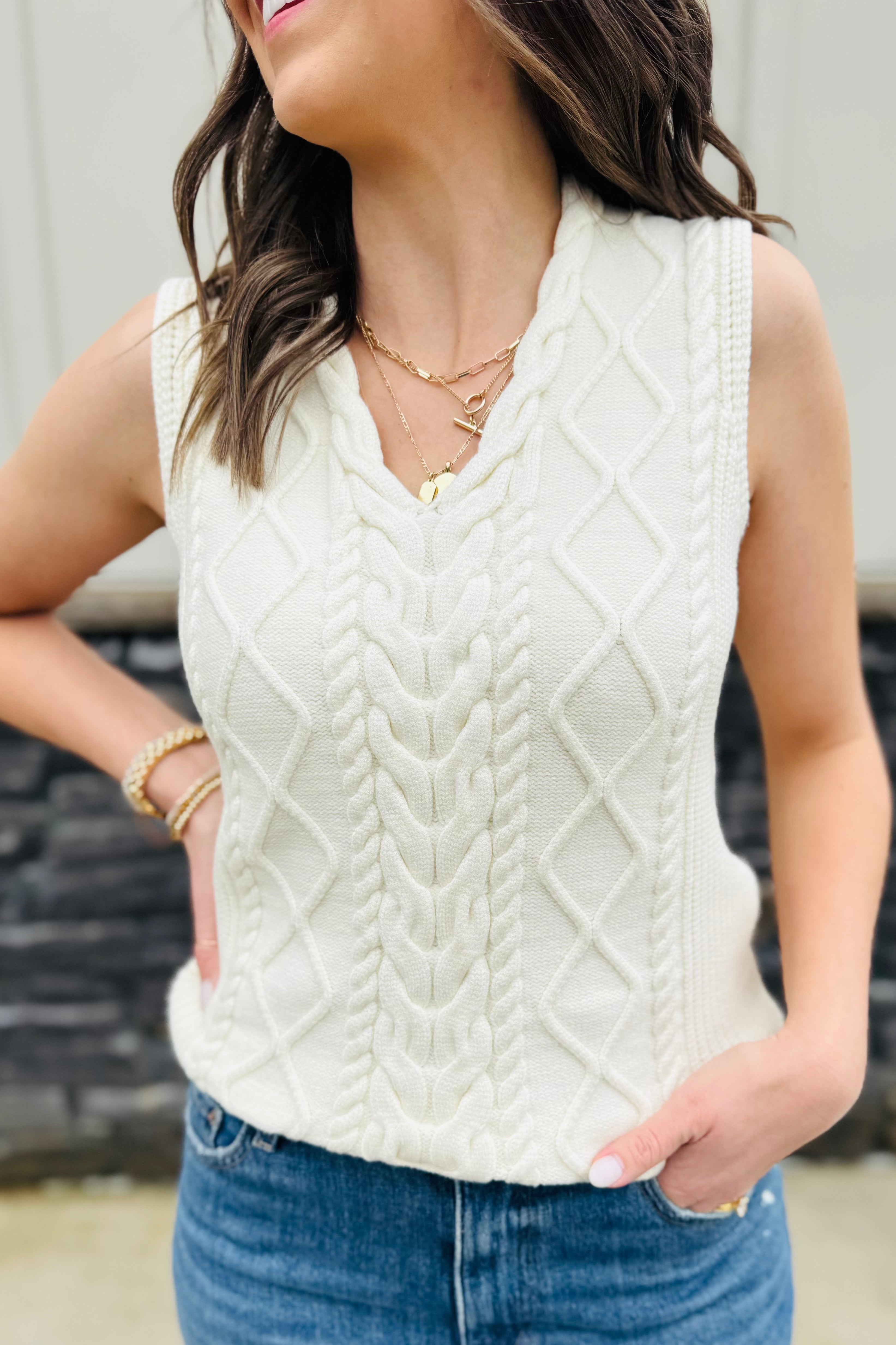 Kay Cable Knit Vest