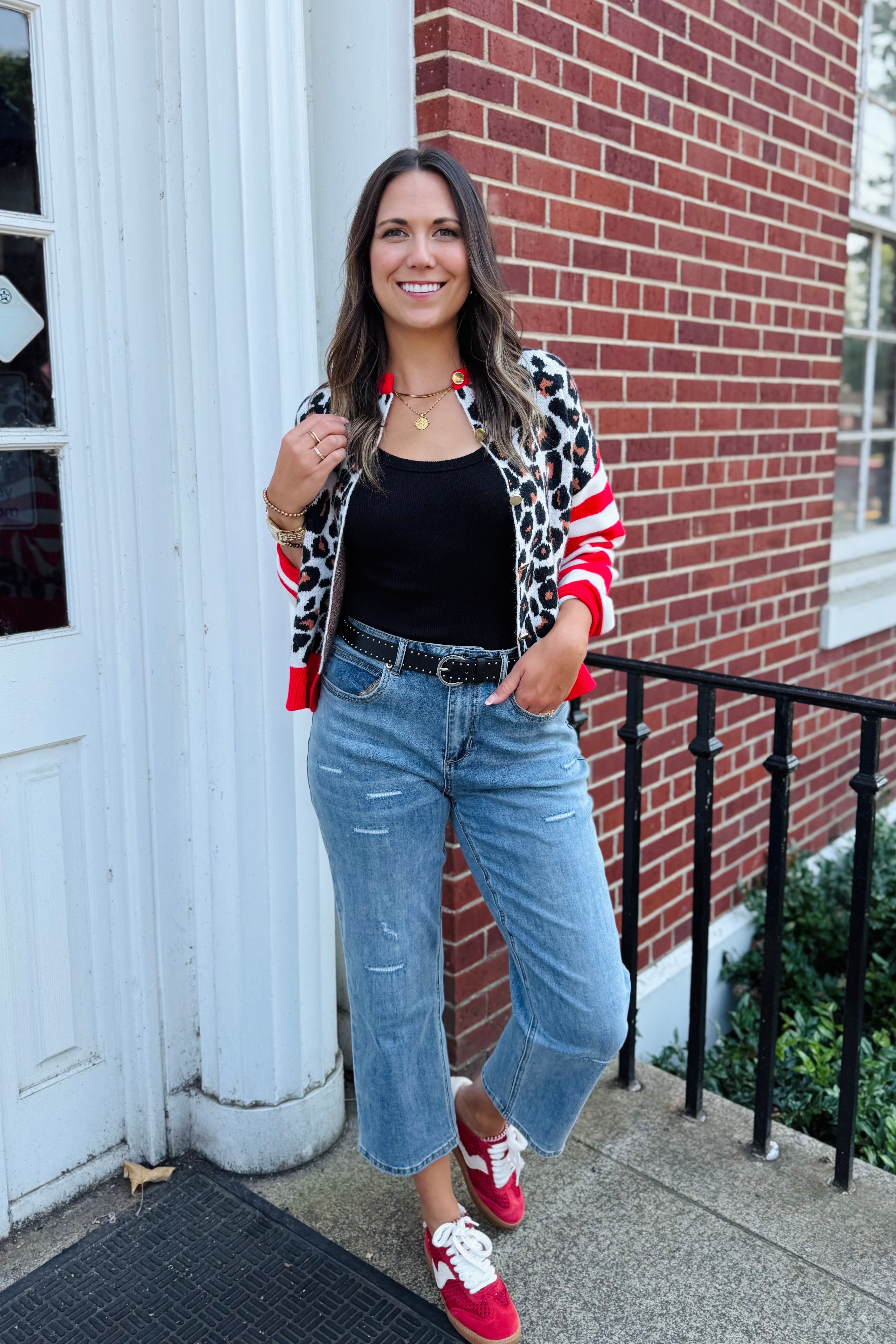 Vintage Round Neck Leopard Print Cardigan
