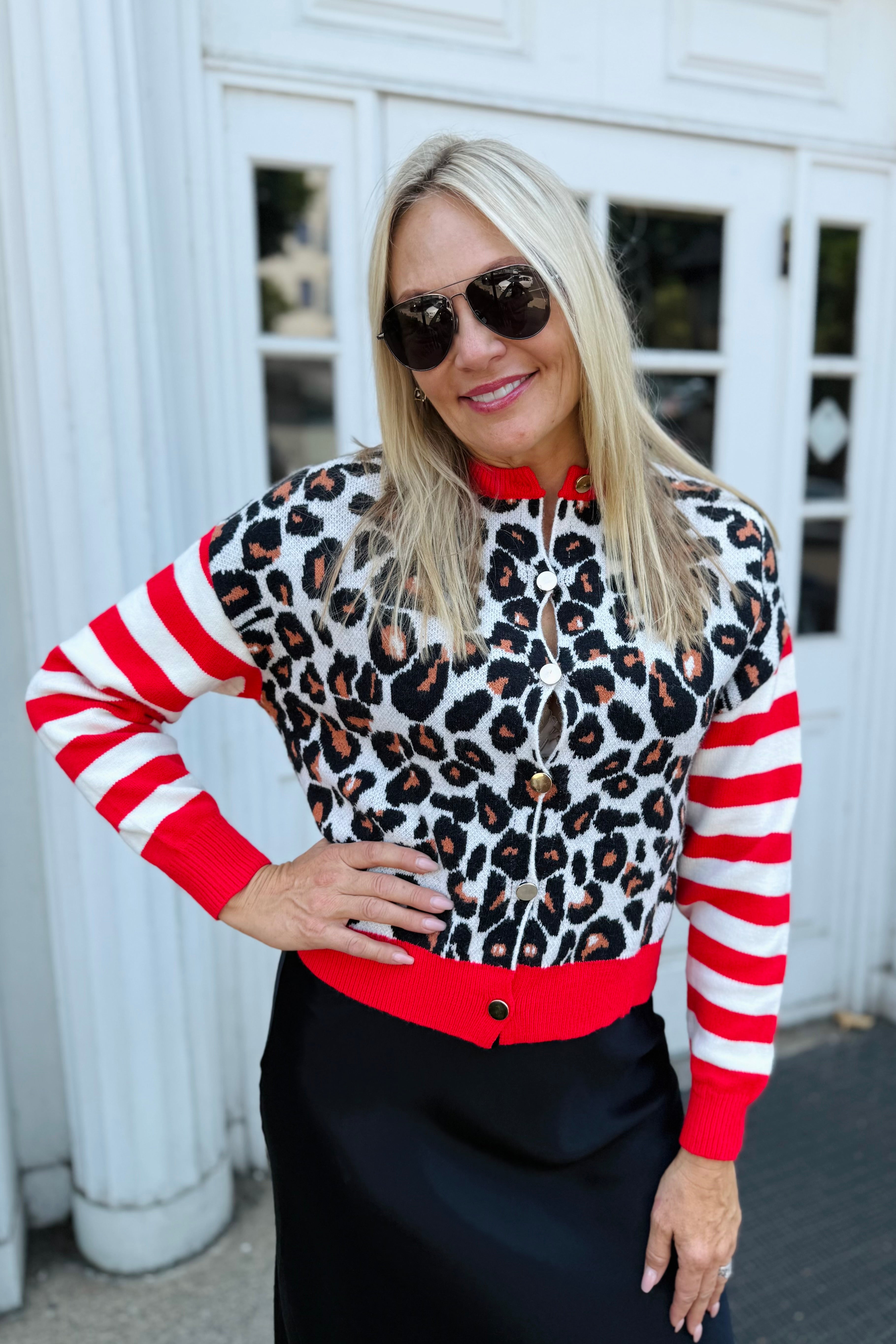 Vintage Round Neck Leopard Print Cardigan