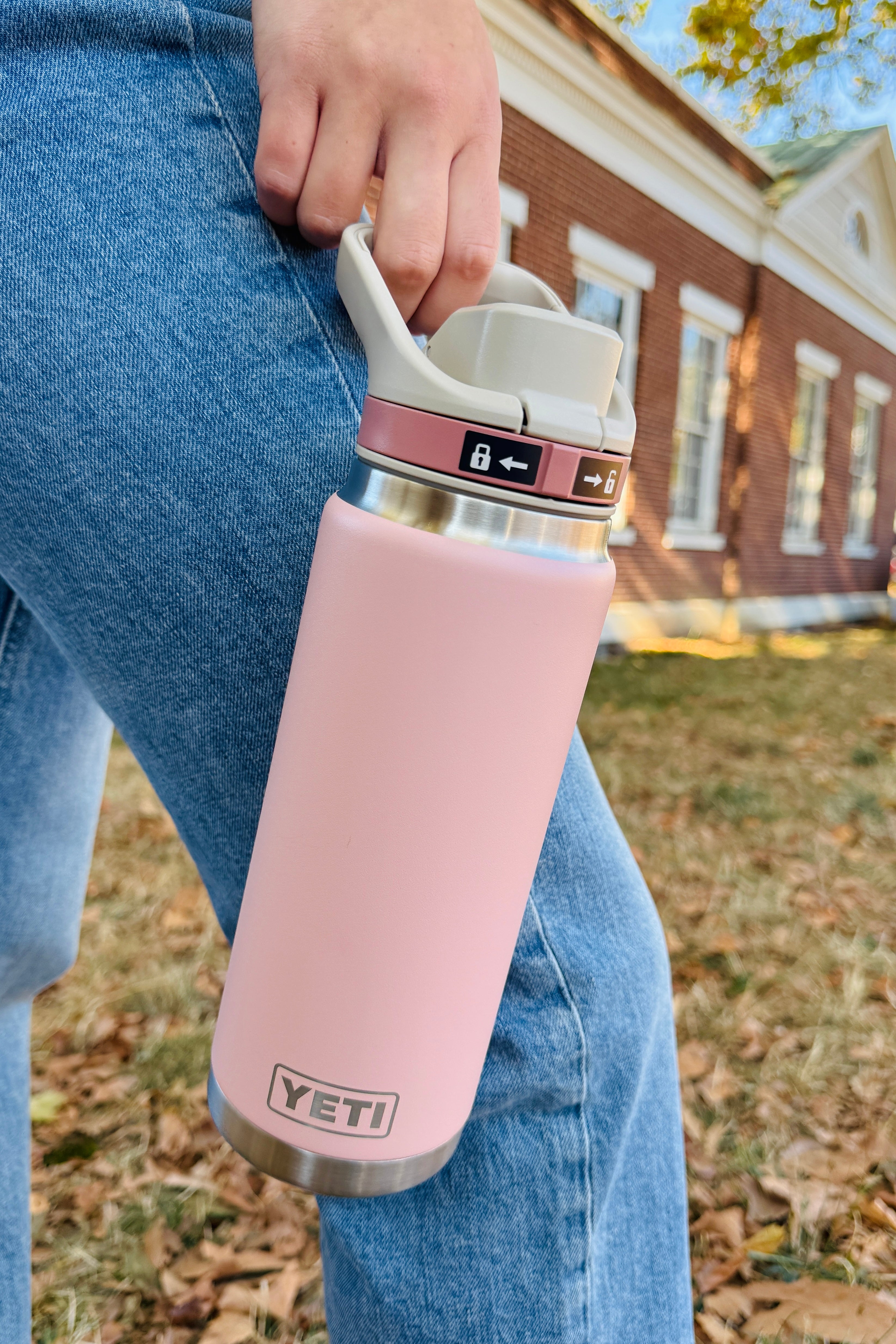 YETI Rambler 26 oz Flip Chug Water Bottle, Wild Rose