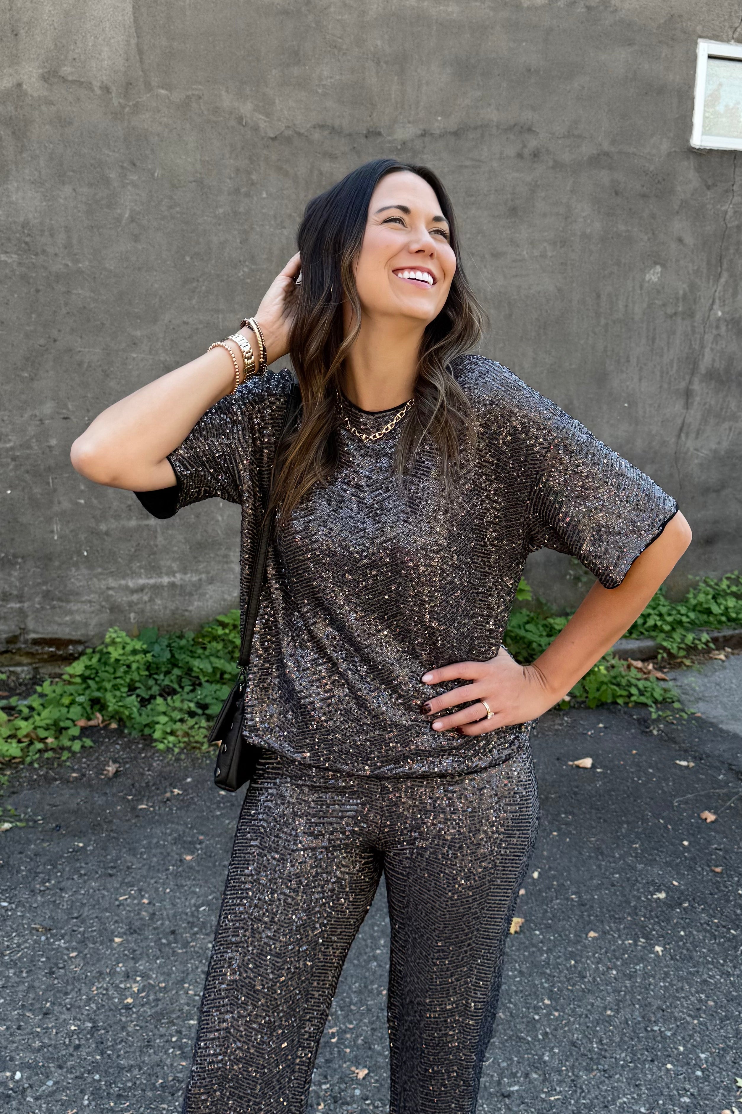 Zig Zag Sequin Top