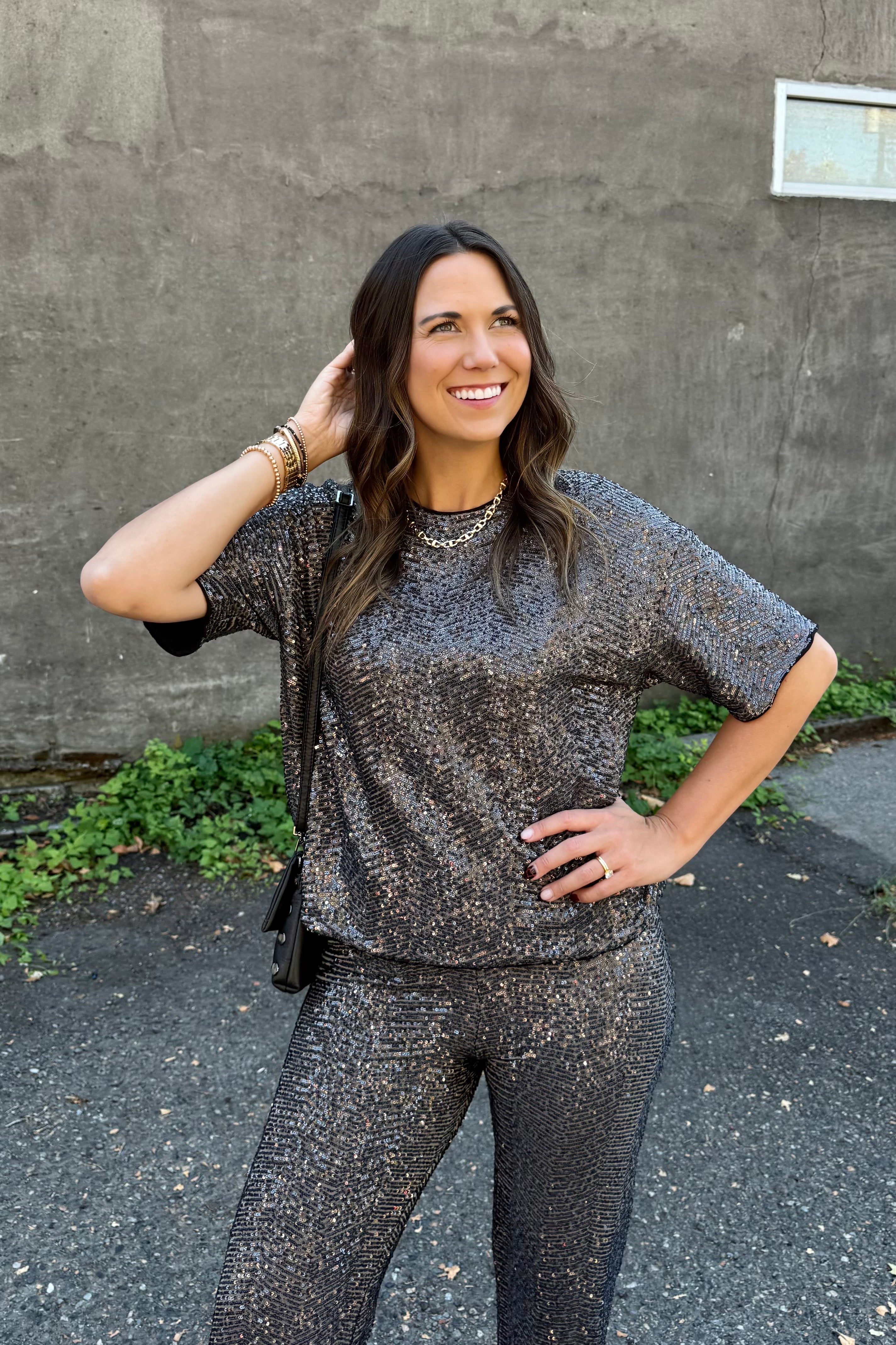 Zig Zag Sequin Top