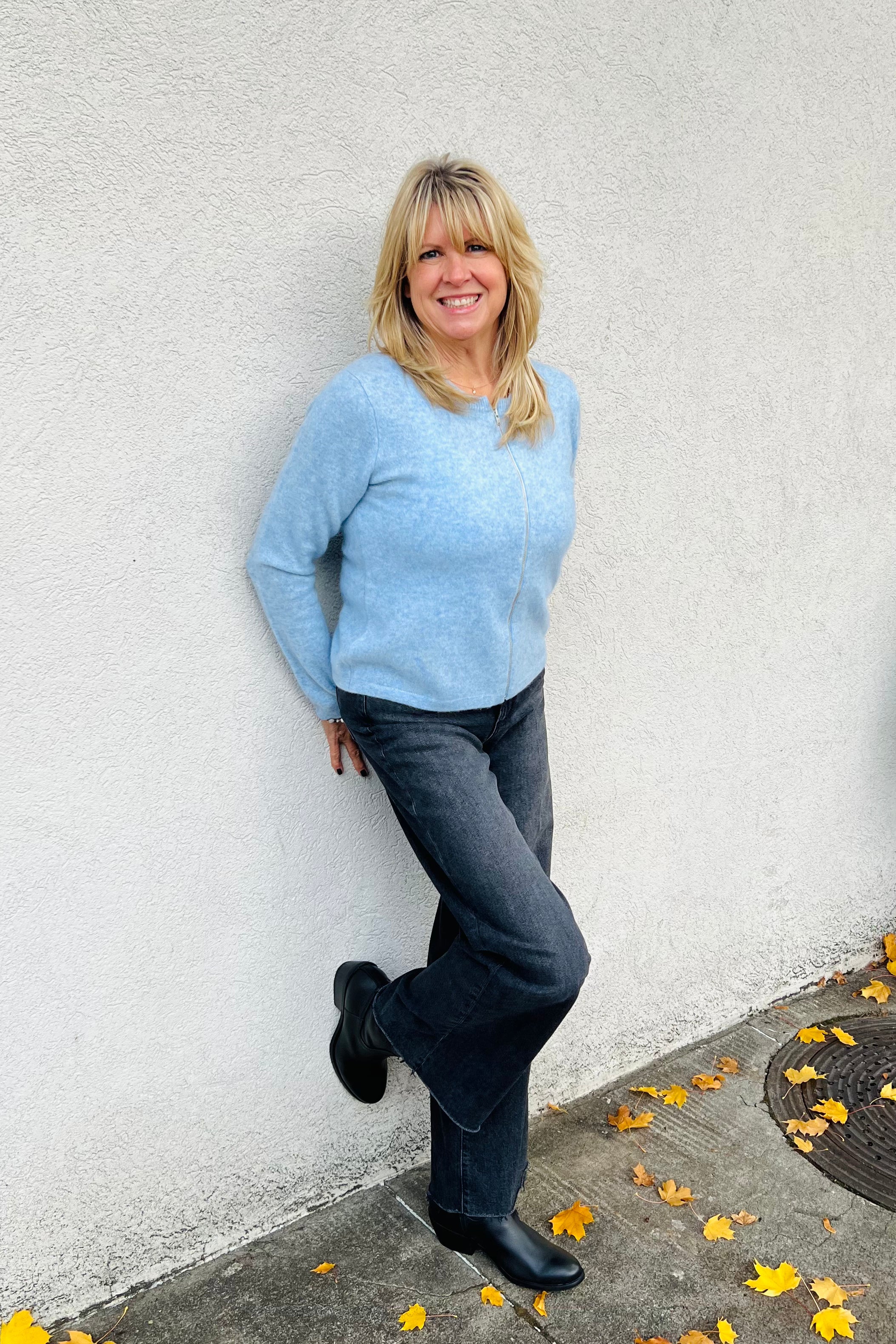 Zip Front Cashmere Cardigan