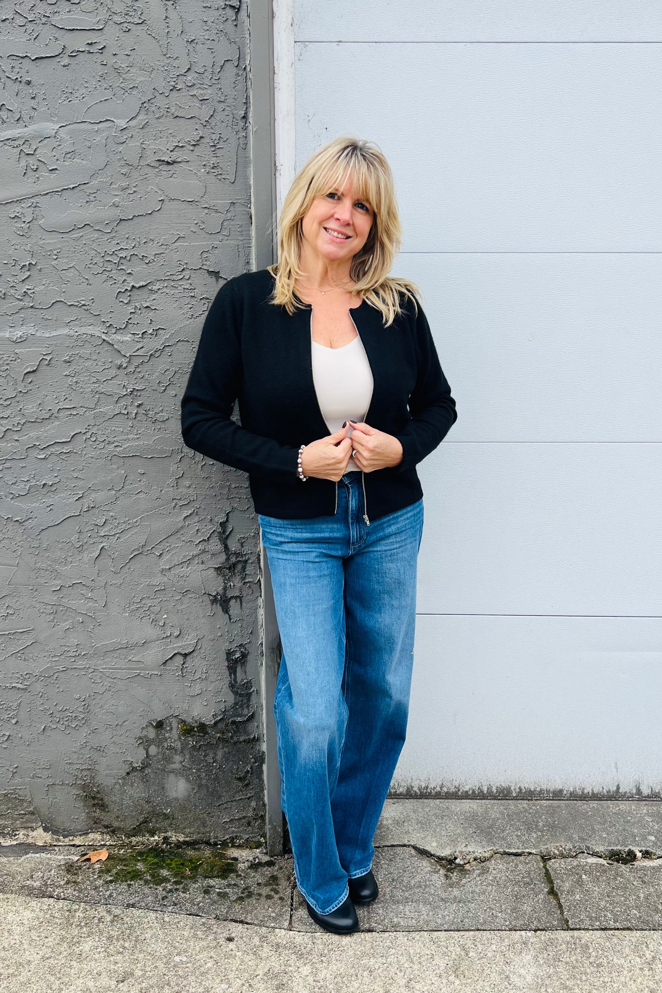 Zip Front Cashmere Cardigan