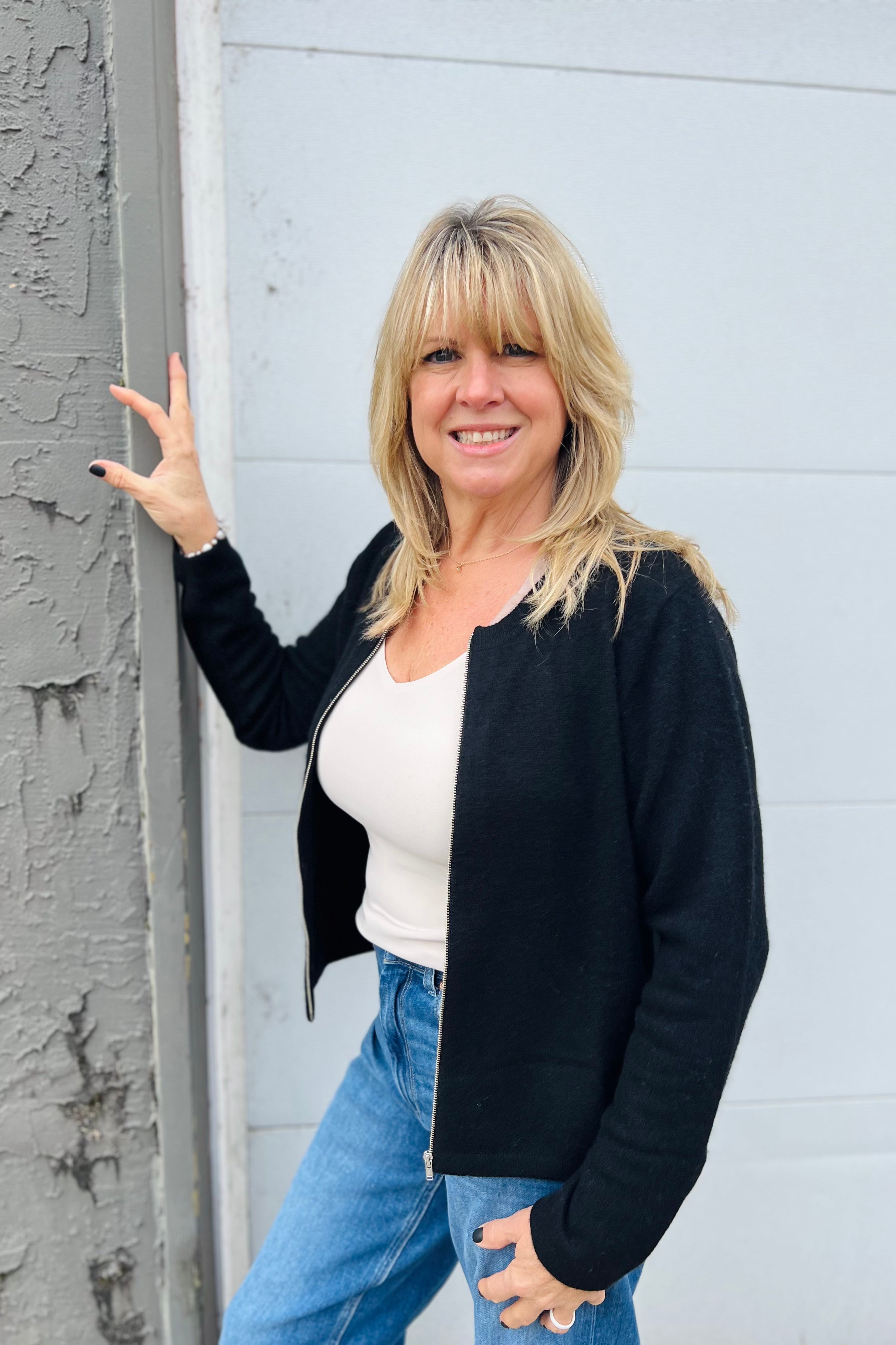 Zip Front Cashmere Cardigan