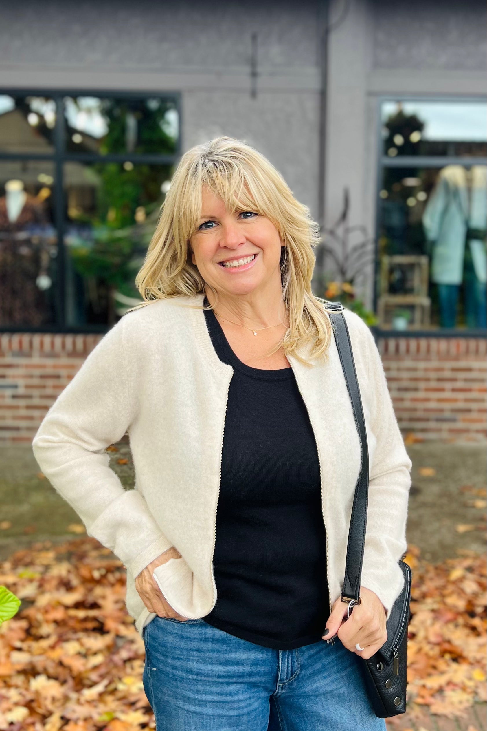 Zip Front Cashmere Cardigan