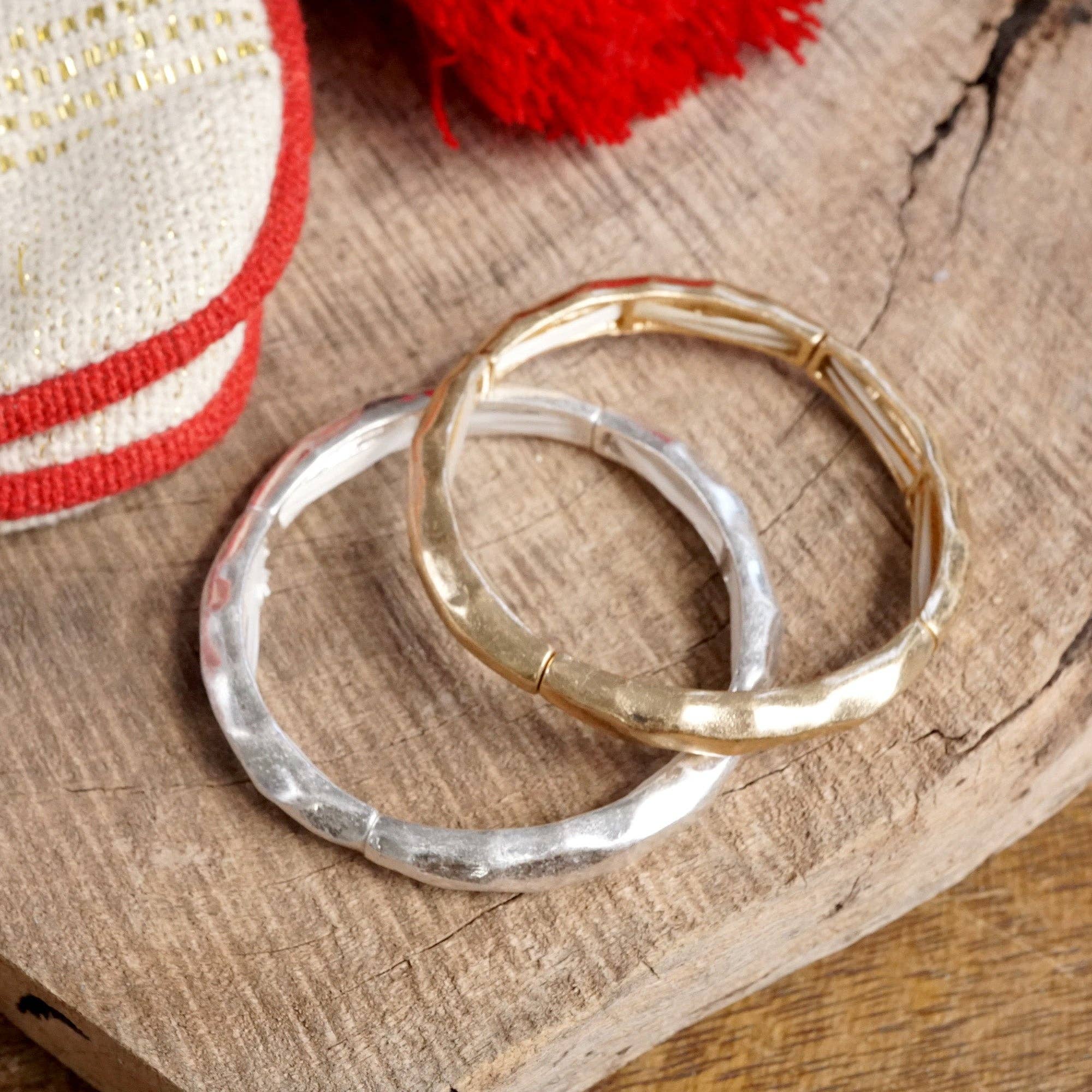Boho Stretchy Bangle-Worn Gold