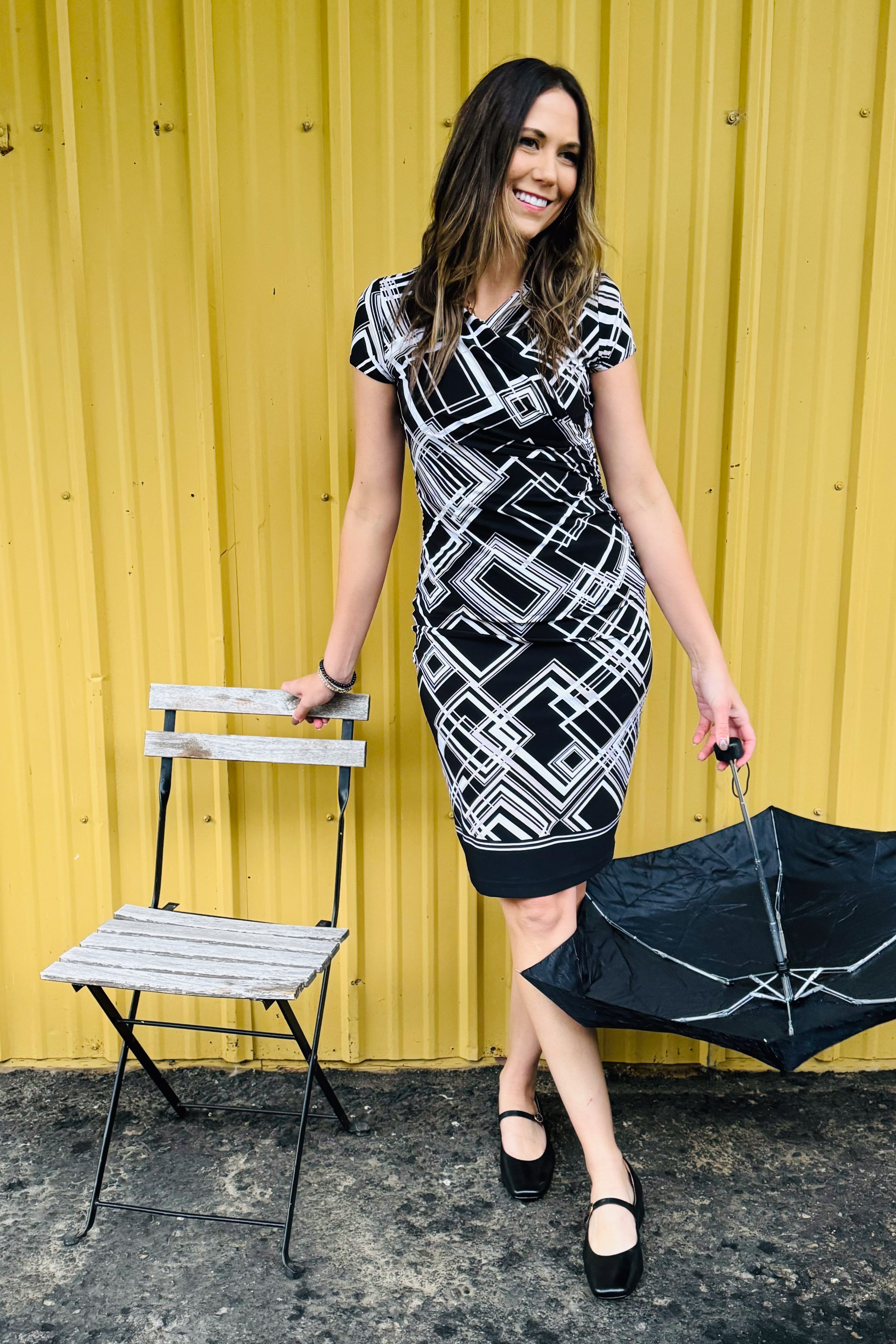 Abstract Check Print Dress