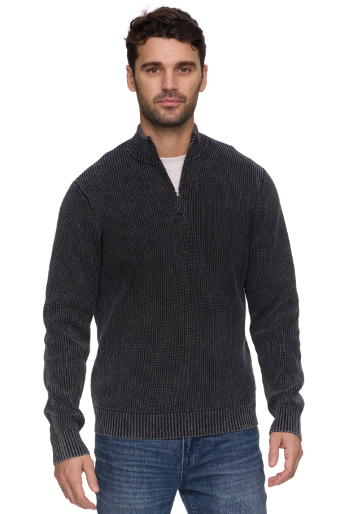 Flag & Anthem Alamosa quarter zip sweater in Charcoal, an easy men's layer for chilly mornings on the golf course, business casual days at the office and cozy weekends in the Pacific Northwest