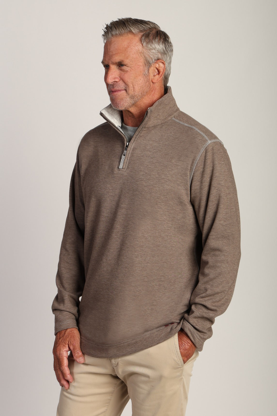 True Grit All Day 1/4 Zip Pullover - Cocoa, a cozy go-to pullover for chilly mornings, road trips, the office and lounging at home