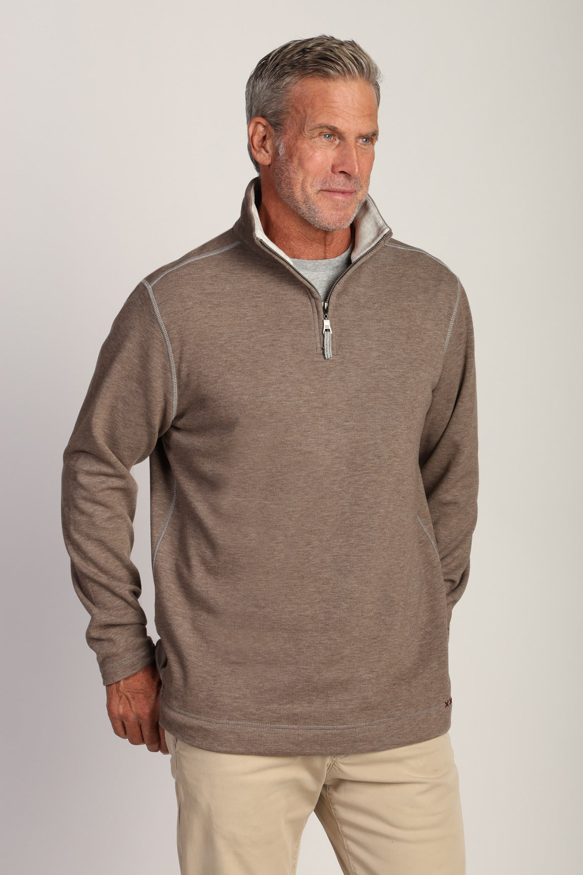 True Grit All Day 1/4 Zip Pullover - Cocoa, a cozy go-to pullover for chilly mornings, road trips, the office and lounging at home