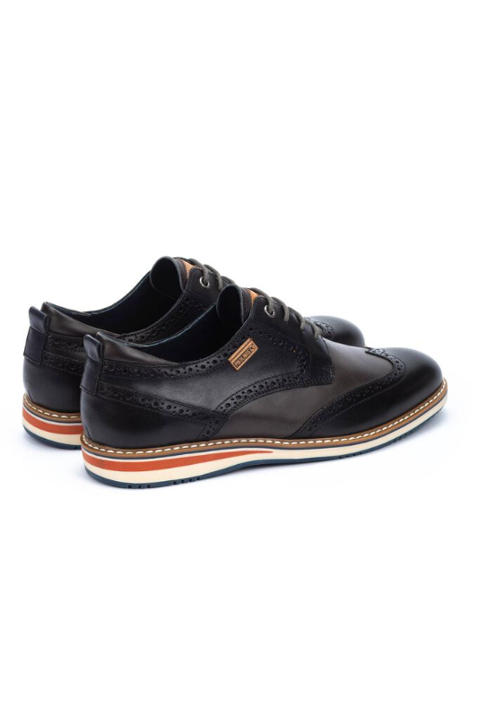 Pikolinos Avila dress shoe in Black, an elegant, comfortable perforated leather lace-up for the office, weddings, date nights and dressing up jeans