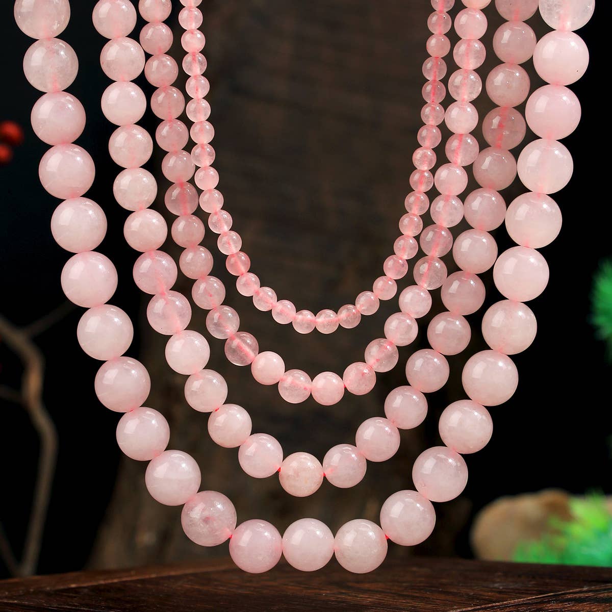 Pink Beaded Versatile Necklace: Set / M - view 4