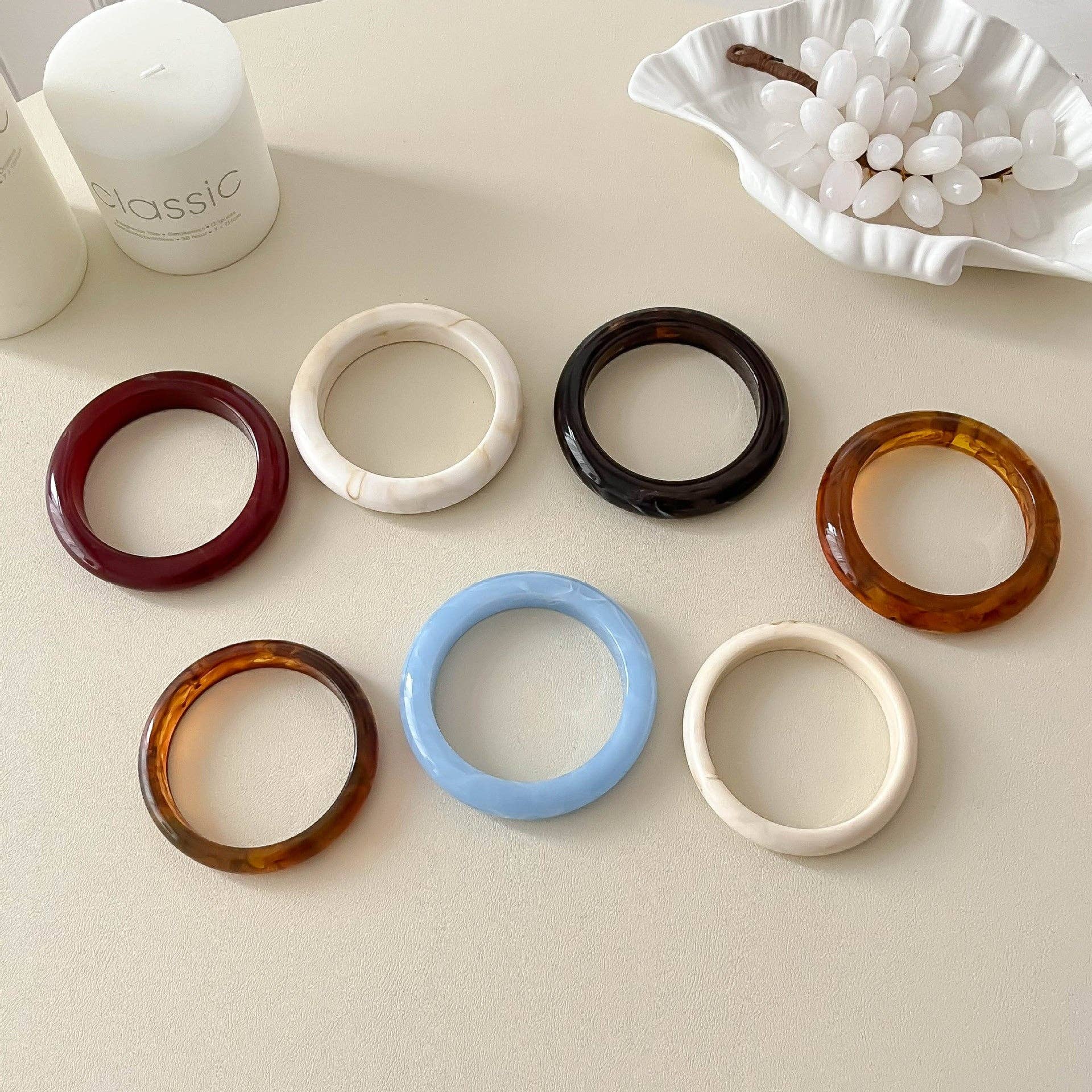 Trendy Geometric Resin Stackable Bangle Bracelet
