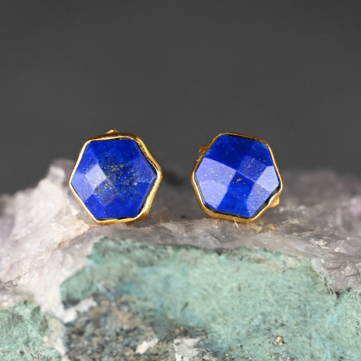 Hexagon Gemstone Studs: Amethyst | KBD Studio - view 23