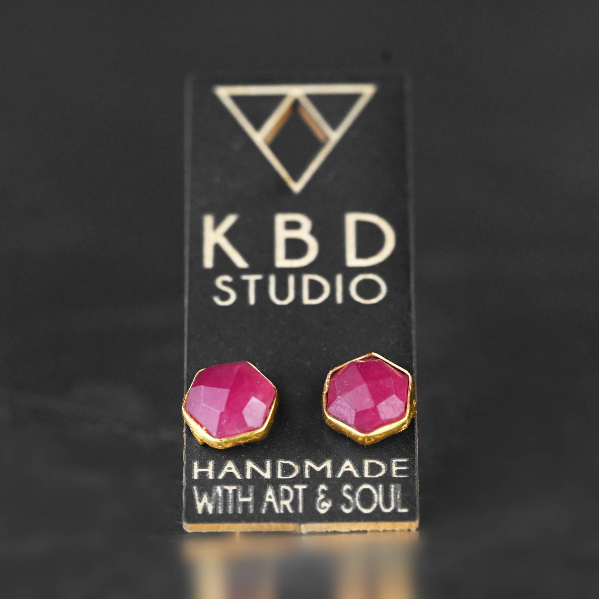 Hexagon Gemstone Studs: Labradorite | KBD Studio - view 20