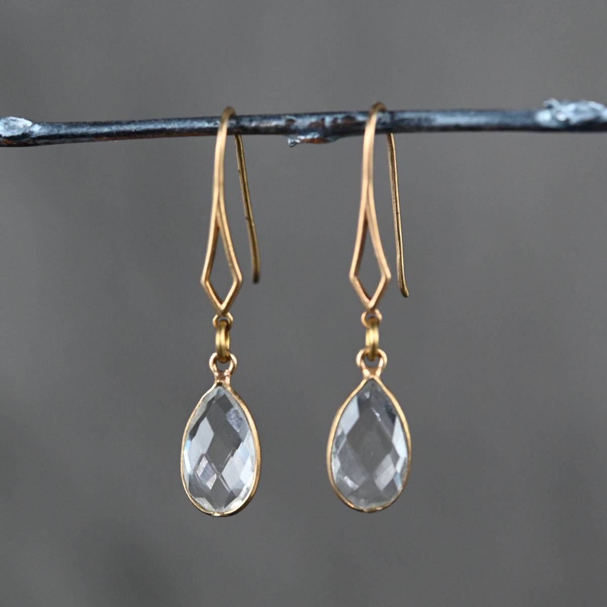 Diamond Hook Dangle Earrings: Amazonite | KBD Studio