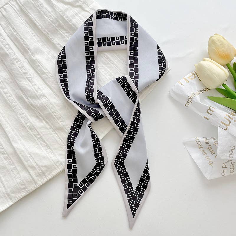 Black Trim Skinny Scarf