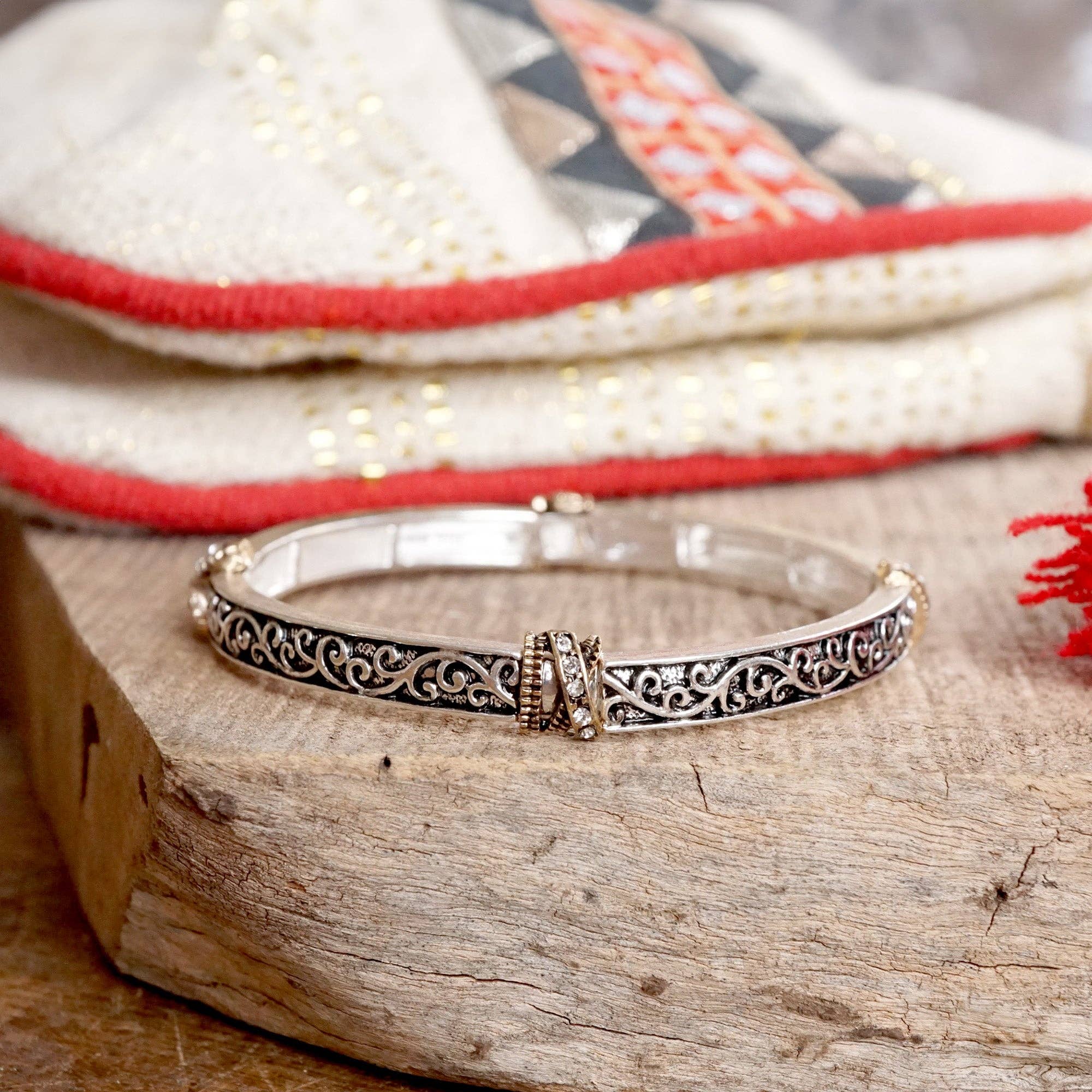 Timeless Layering Textured Bangles:Criss Cross - Silver