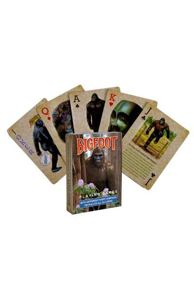 Paradise Cay Publications Bigfoot playing cards, a unique 52-card deck with different Bigfoot art on every card for game nights, camping trips and cabin weekends, a fun stocking stuffer