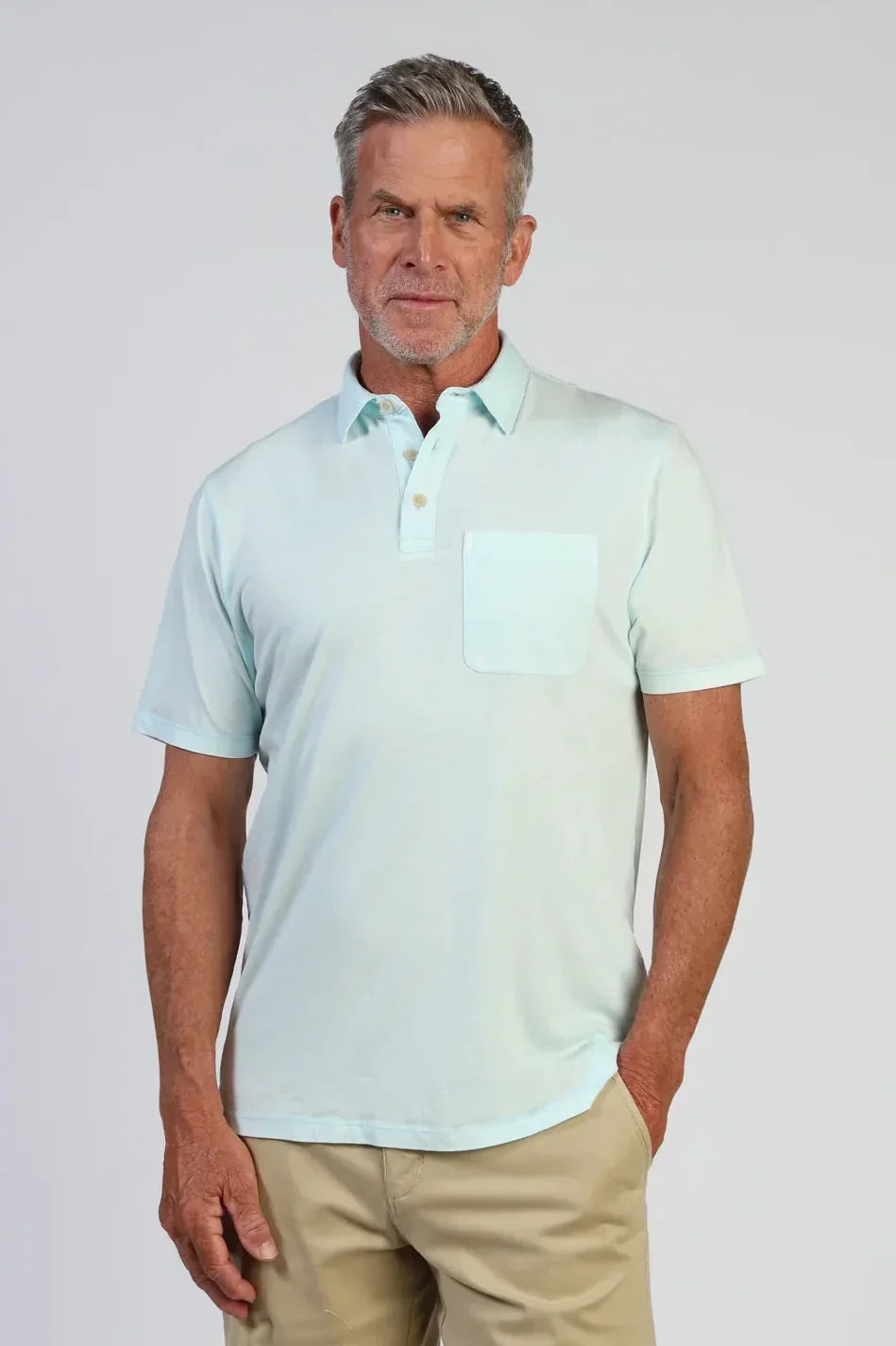 True Grit Bowery Burnout Slit Polo - Spring Blue, a polished, comfortable polo for the golf course, the office, summer dinners and weekends
