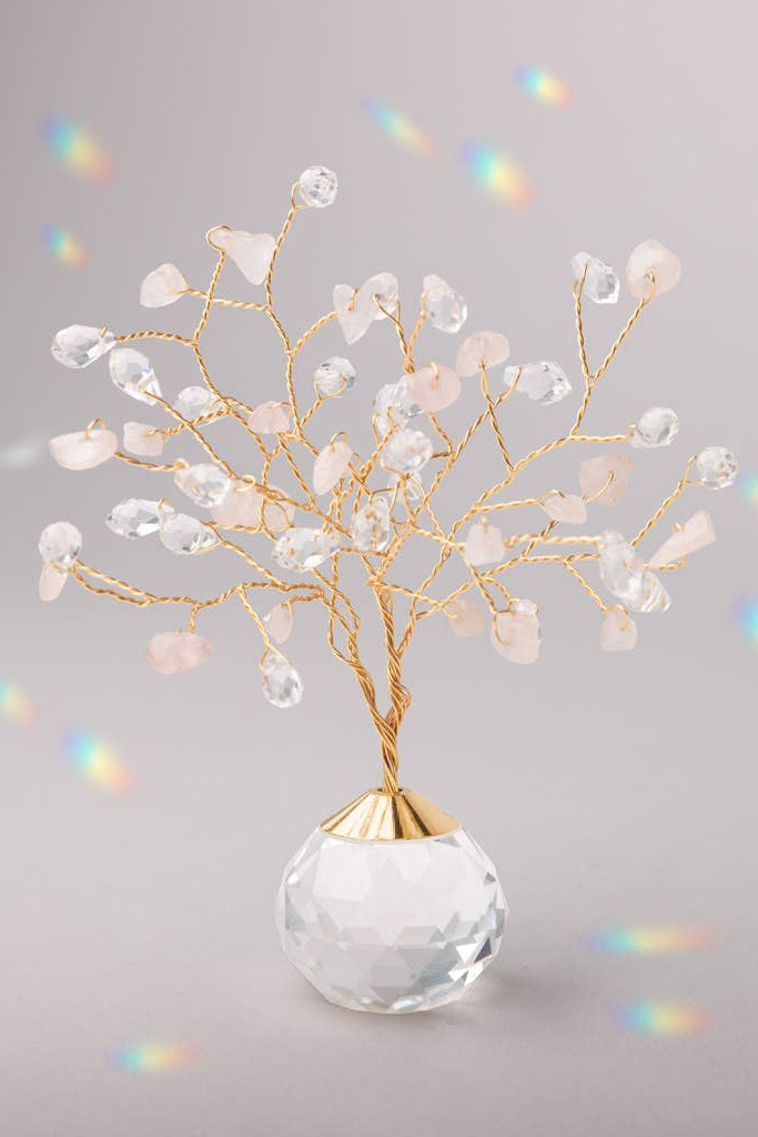 Suncatcher Tree of Life - Rose Quartz/Love/Gold